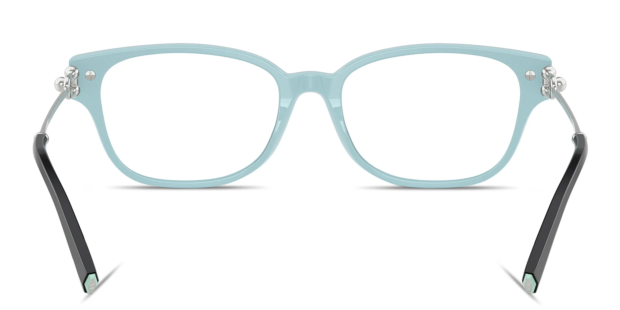 Shop TIFFANY Tiffany HardWear Pillow Eyeglasses in Black On Tiffany Blue online.