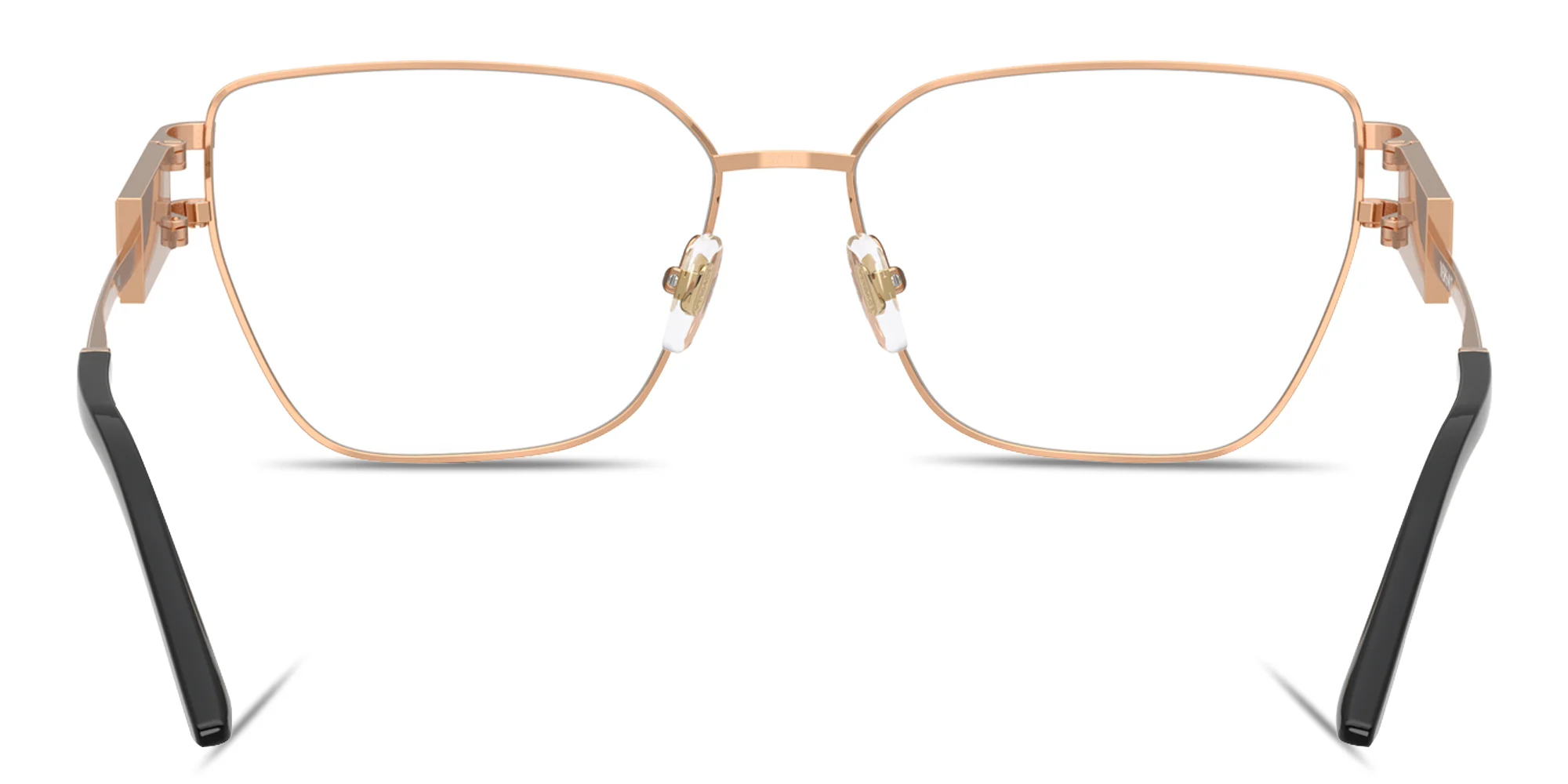 Shop VERSACE Damier Plaque Wide Pillow Eyeglasses in Rose Gold online.