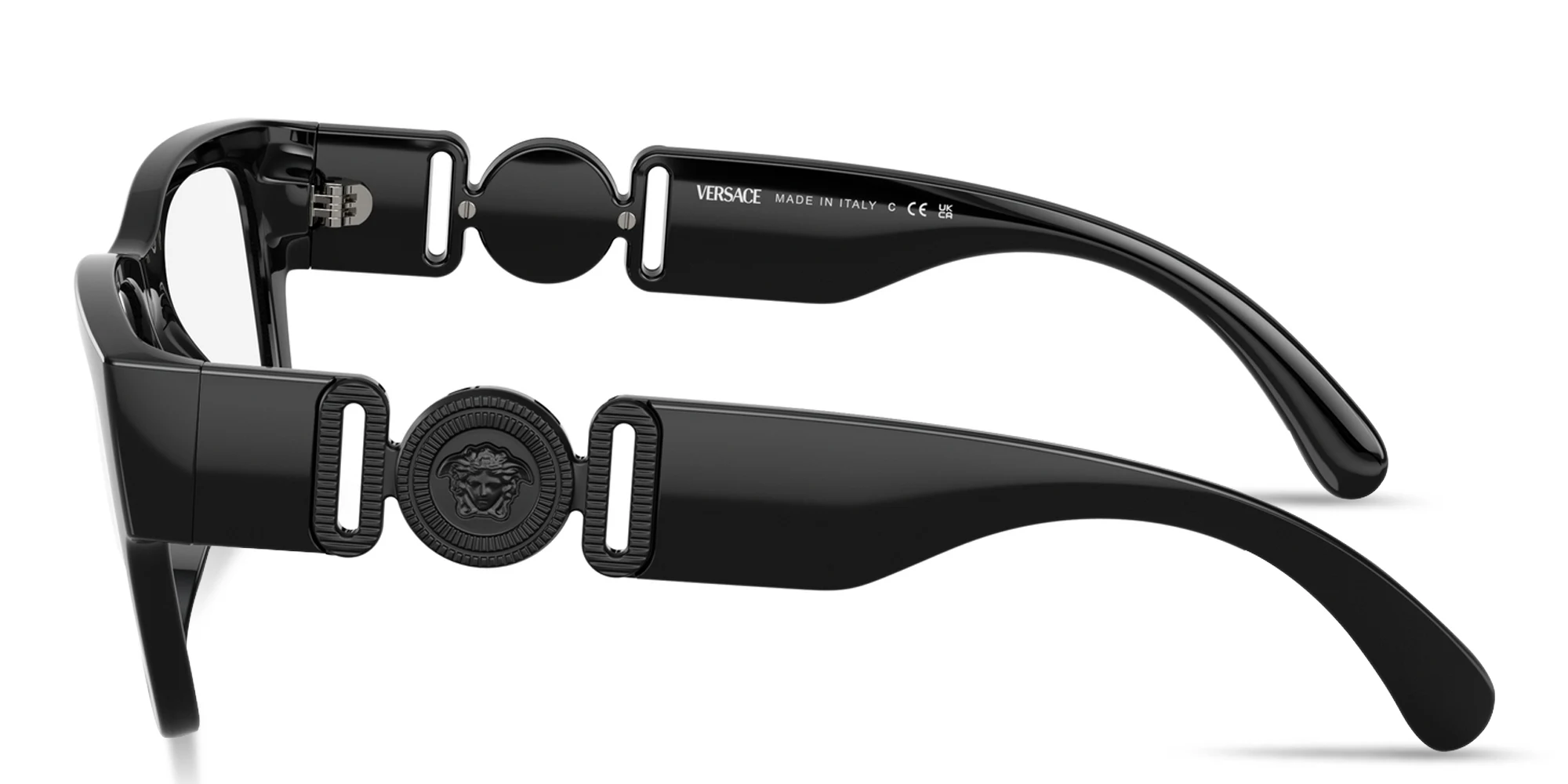 Shop VERSACE Medusa Biggie Wide Pillow Eyeglasses in Black online.
