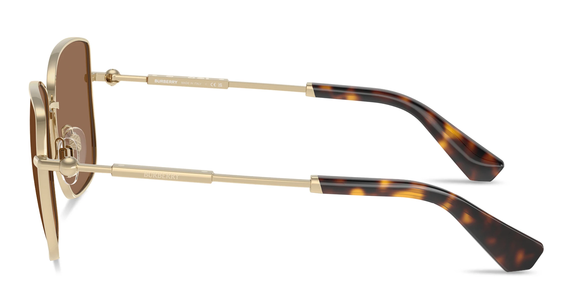 Shop BURBERRY Logo-Engraved Square Sunglasses in Light Gold online.