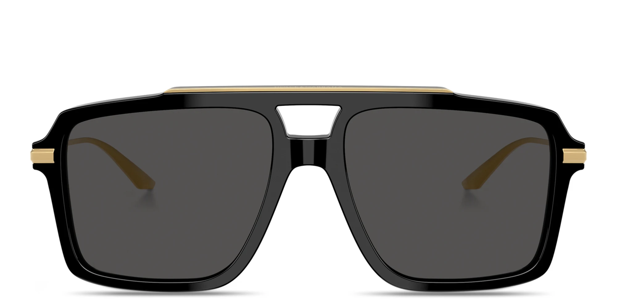Shop Dolce & Gabbana Engraved Logo Pilot Sunglasses in Black online.