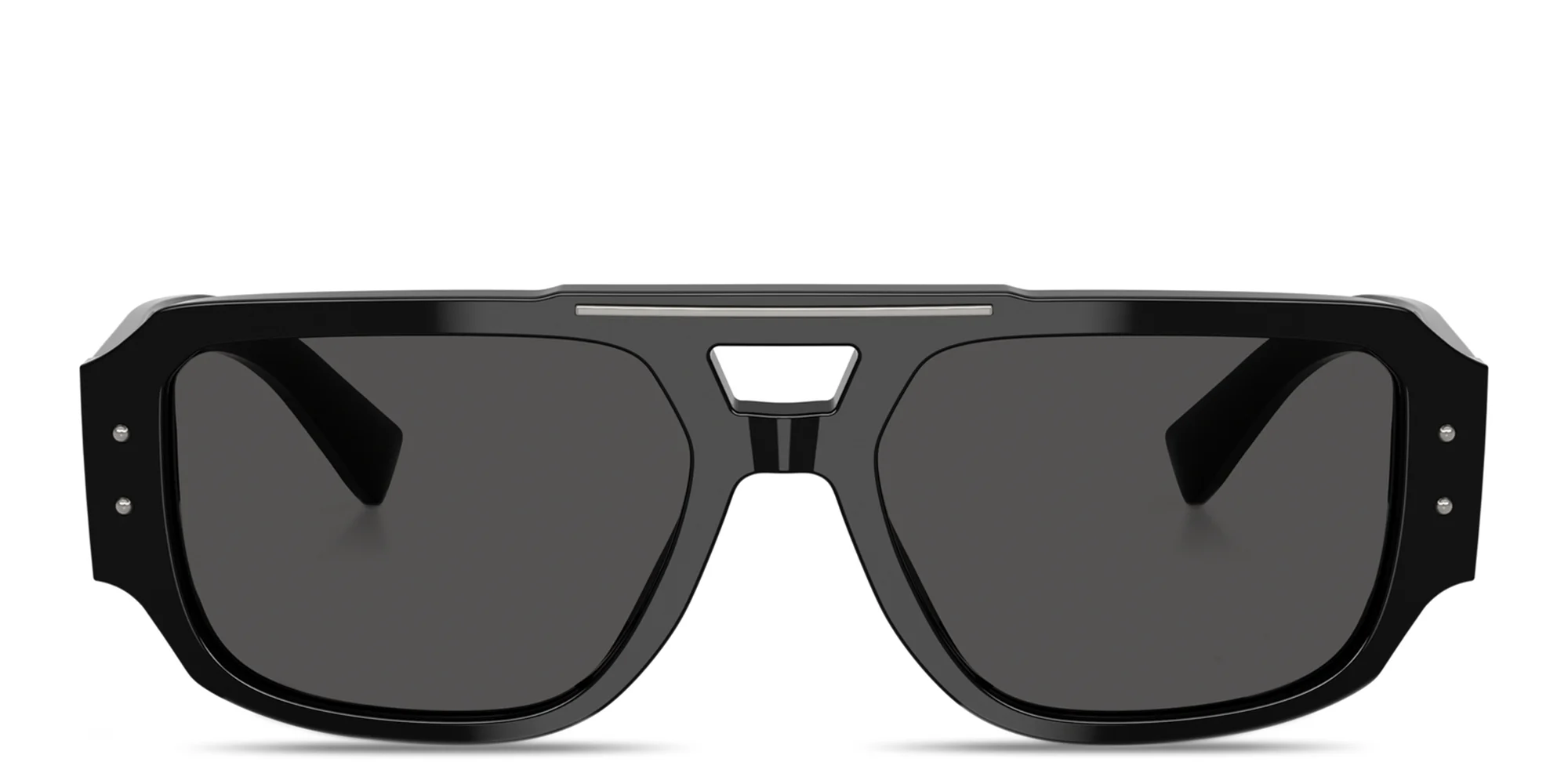 Shop Dolce & Gabbana Engraved Logo Aviator Sunglasses in Black online.