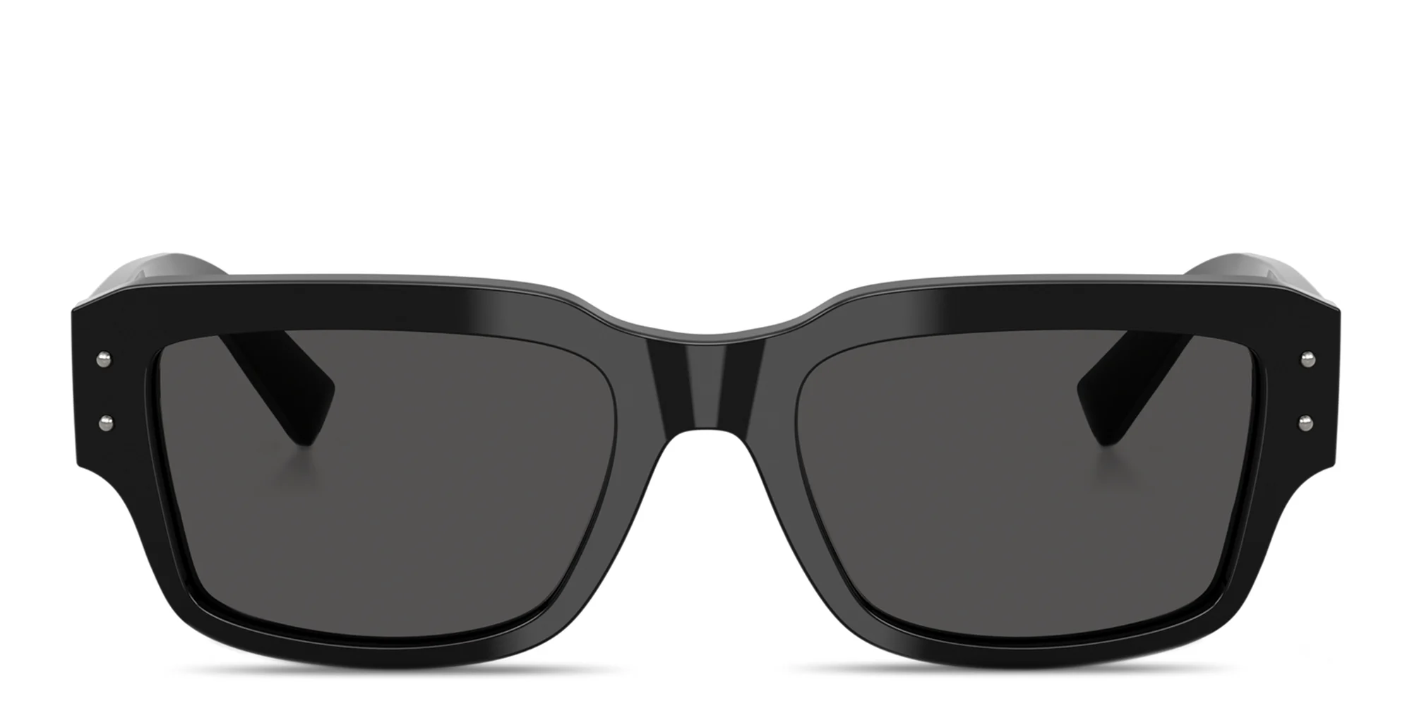 Shop Dolce & Gabbana Engraved Logo Square Sunglasses in Black online.