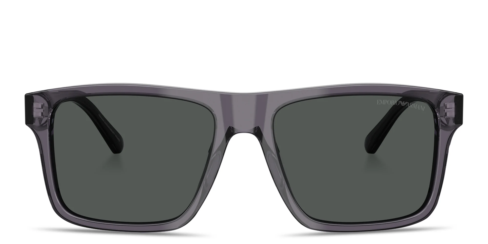 Shop Emporio Armani Essential Leisure Square Sunglasses in Transparent Dark Grey online.