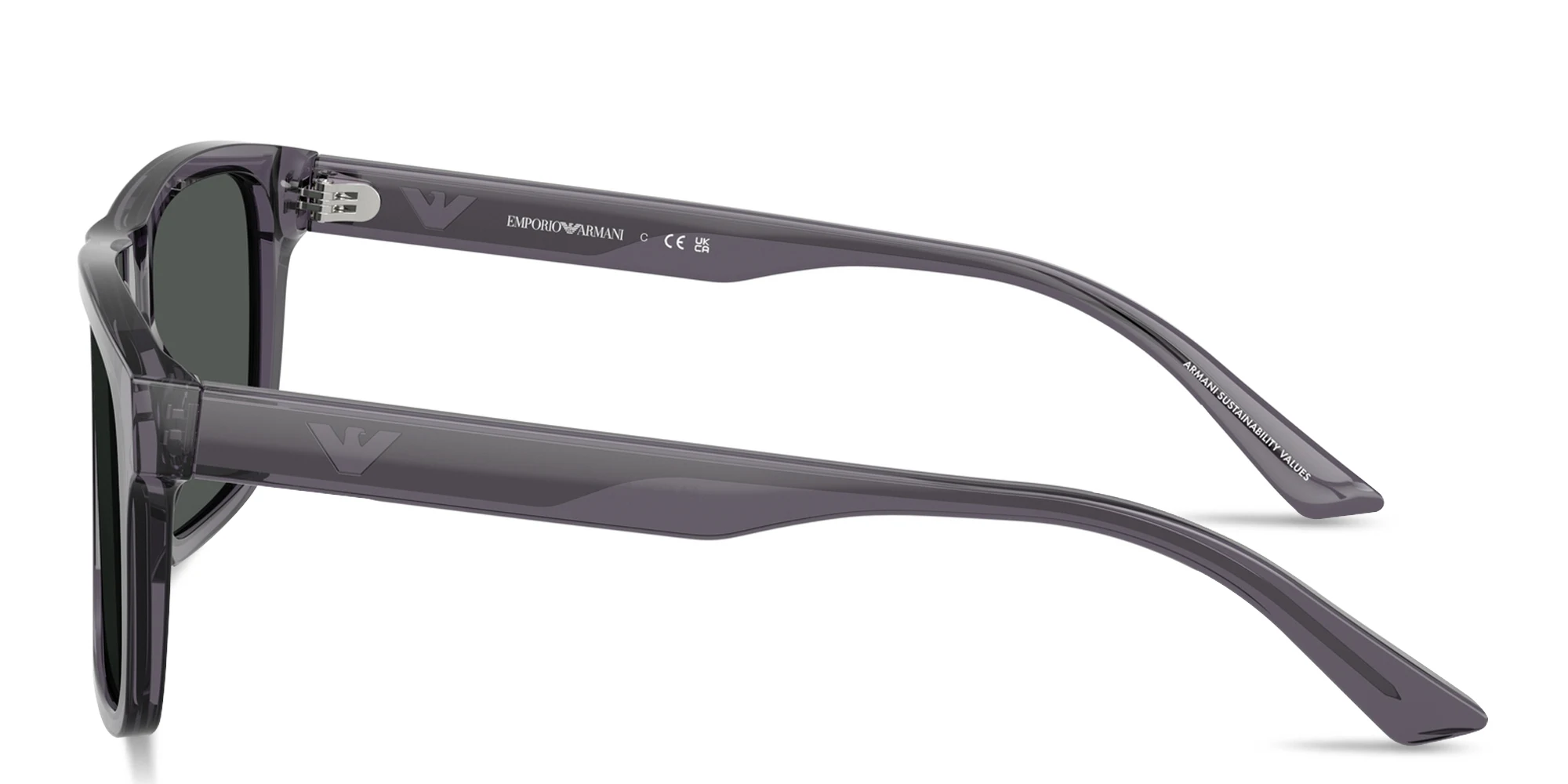 Shop Emporio Armani Essential Leisure Square Sunglasses in Transparent Dark Grey online.