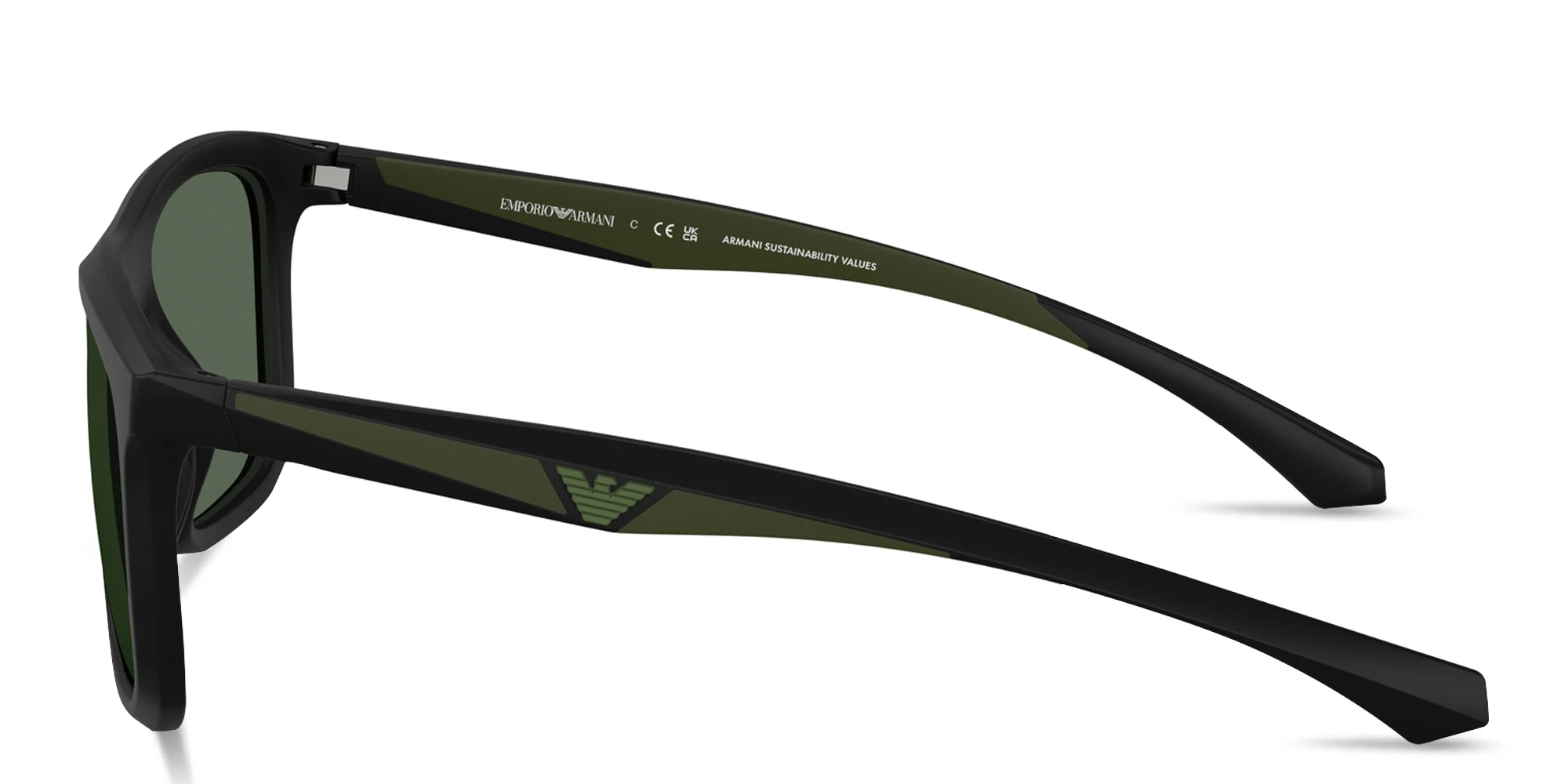 Shop Emporio Armani Essential Leisure Square Sunglasses in Matte Black online.
