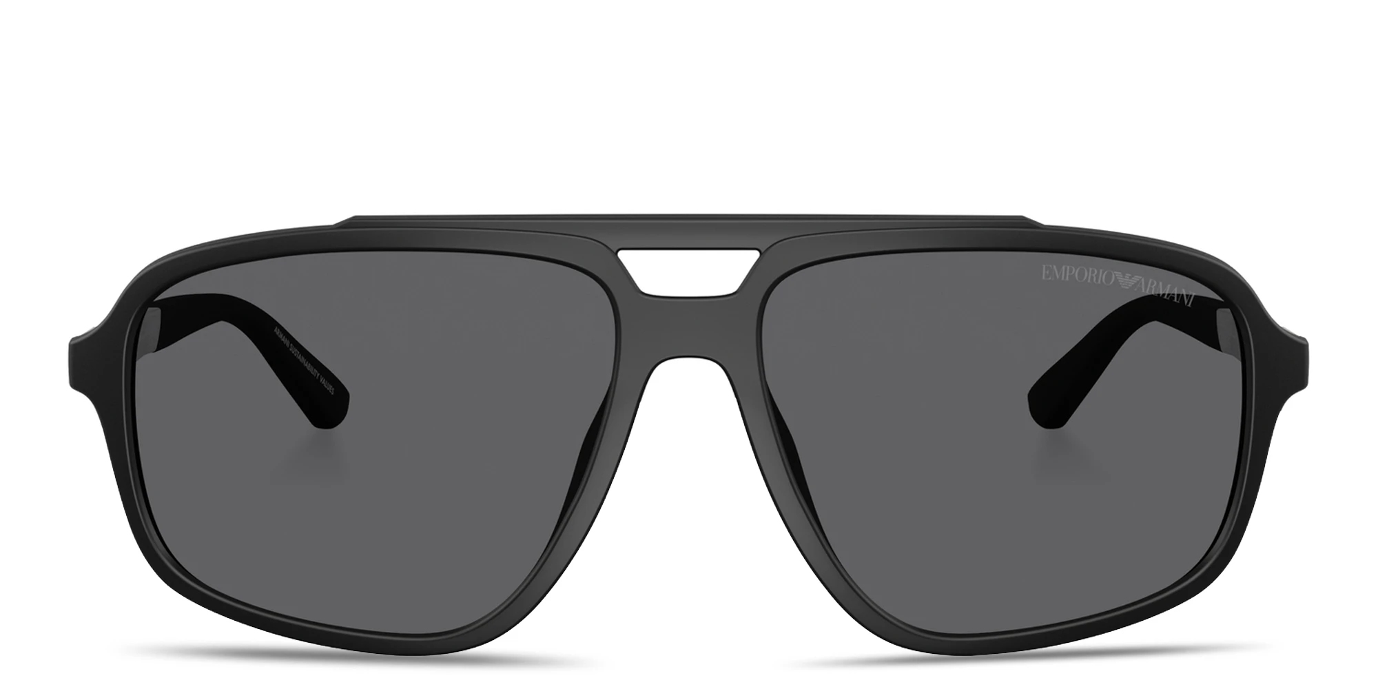 Shop Emporio Armani Modern Pilot Sunglasses in Matte Black online.