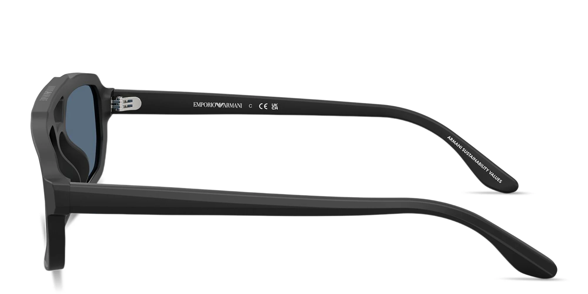 Shop Emporio Armani Logo Signature Irregular Sunglasses in Black online.