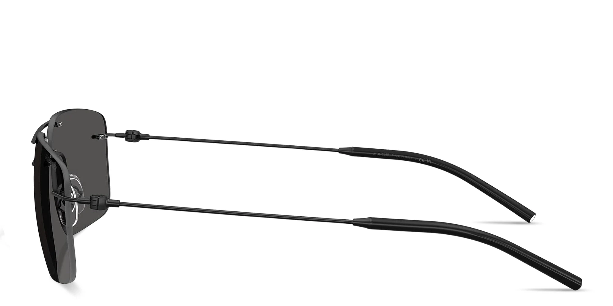 Shop Moncler Doppler Unisex Rimless Rectangle Sunglasses in Black online.