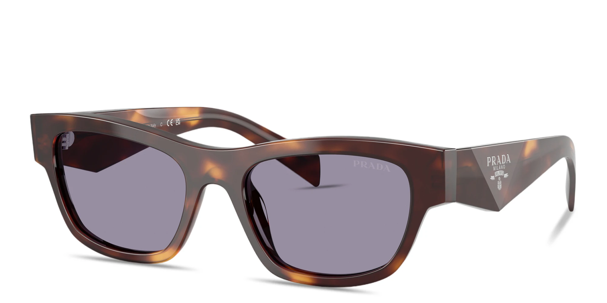 Shop PRADA Triangle Logo Butterfly Sunglasses in Classic Tortoise online.