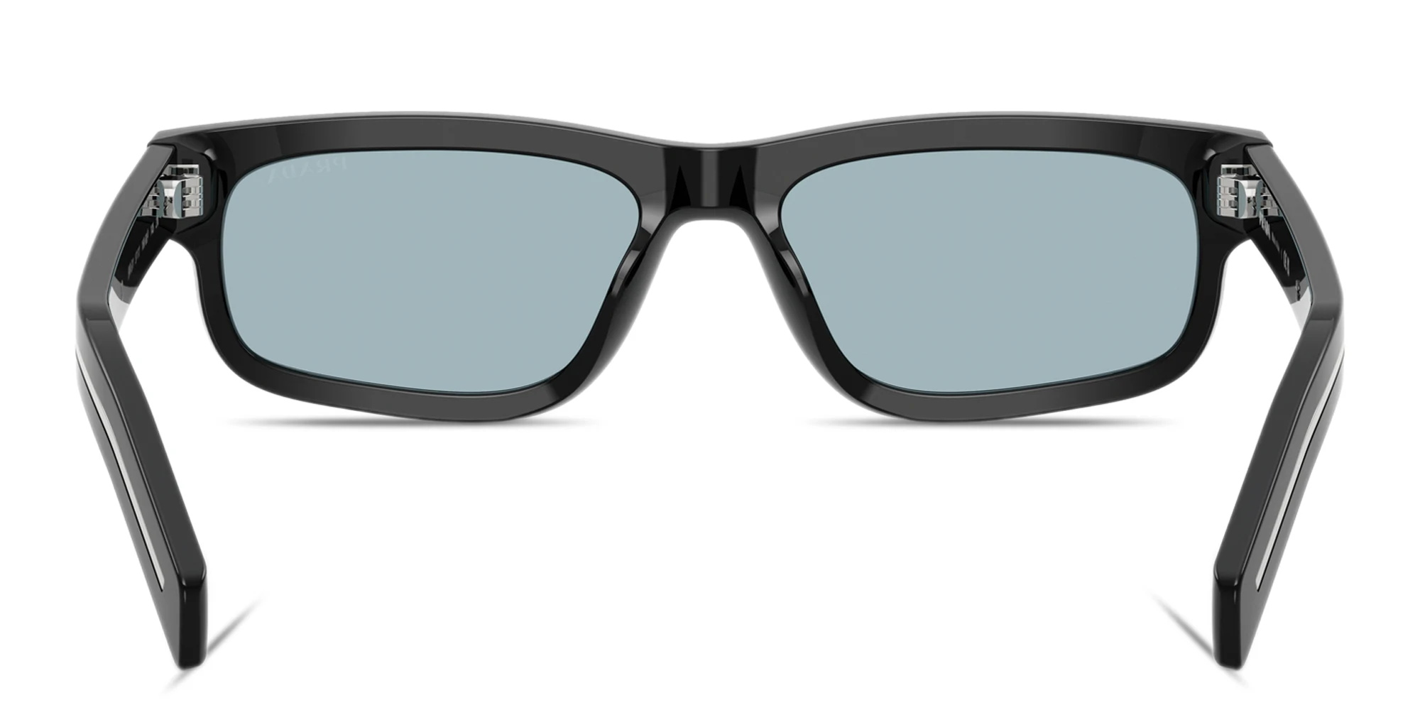 Shop PRADA Engraved Logo Rectangle Sunglasses in Black online.