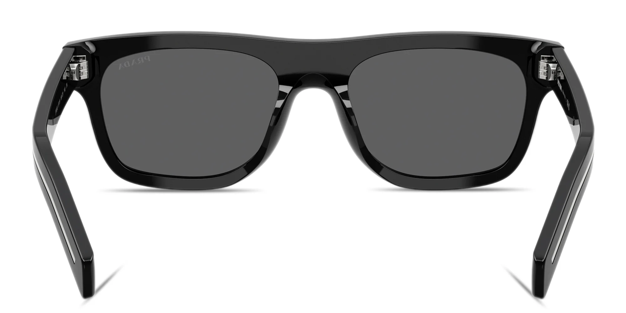 Shop PRADA Engraved Logo Square Sunglasses in Black online.