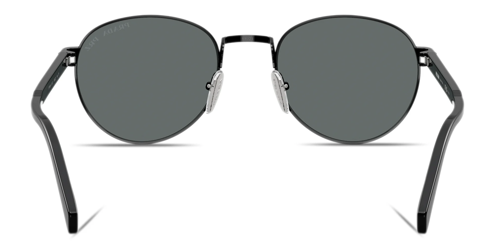Shop PRADA Engraved Logo Panthos Sunglasses in Shiny Black online.