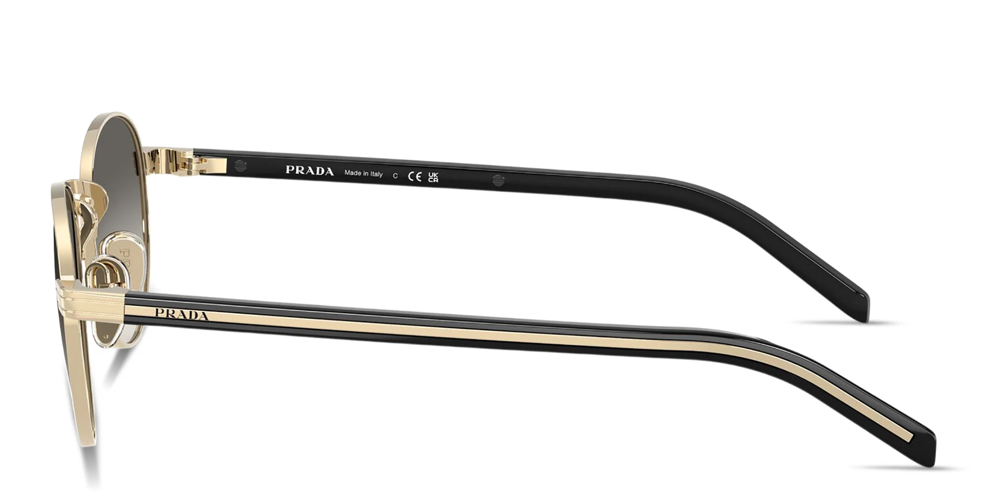 Shop PRADA Logo Signature Panthos Sunglasses in Gold online.
