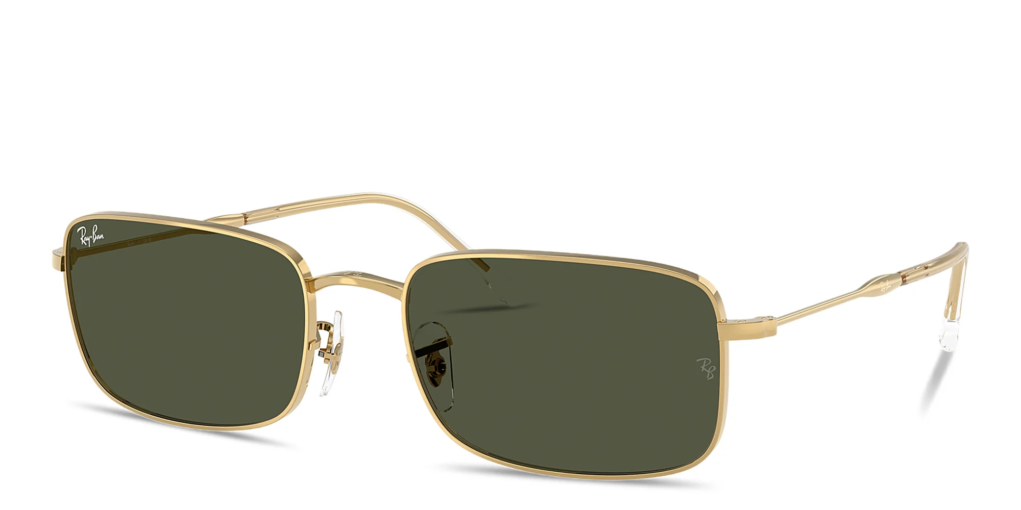 Shop Ray-Ban Logo-Engraved Unisex Rectangle Sunglasses in Arista online.