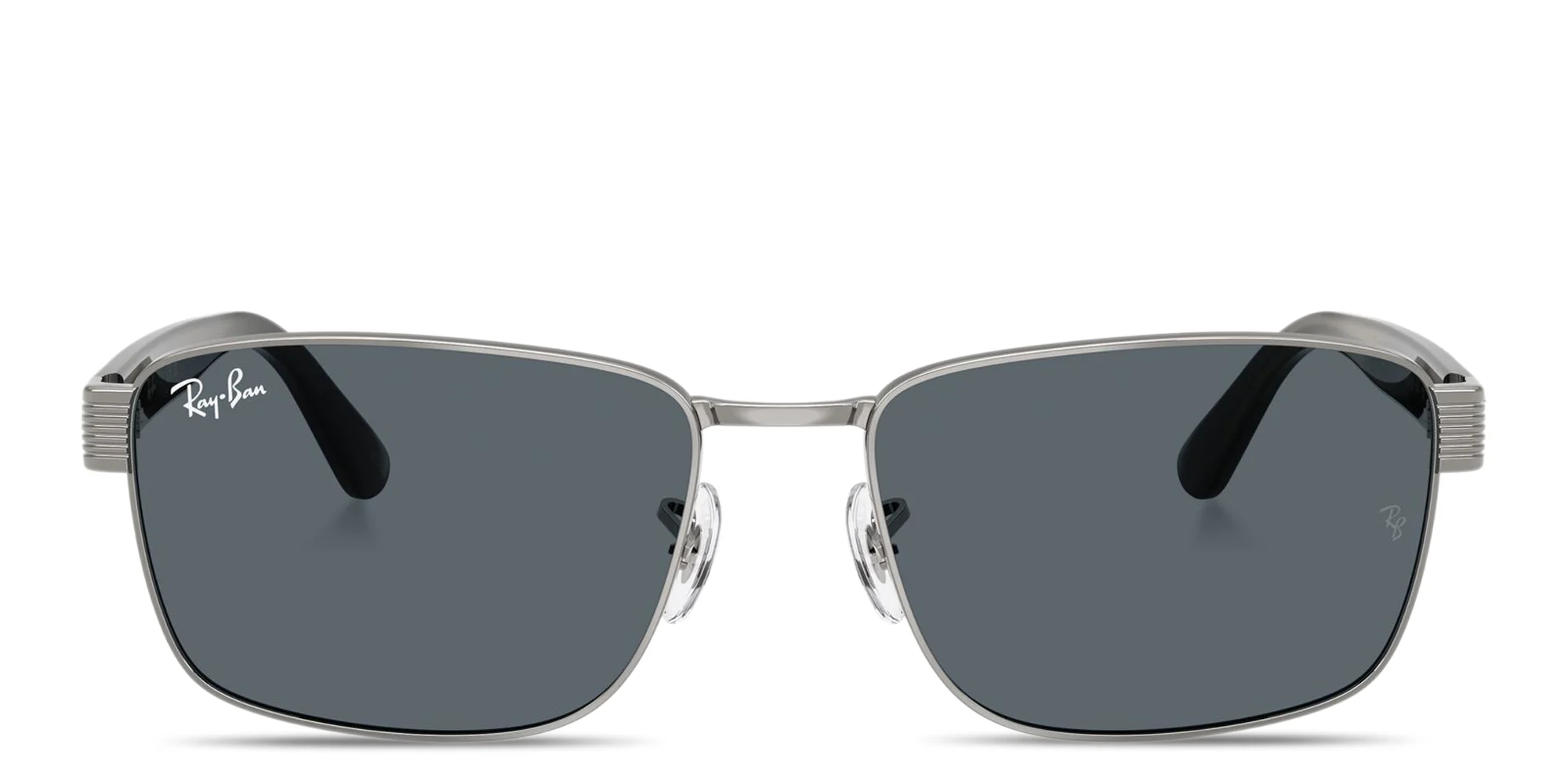 Shop Ray-Ban Embossed Logo Unisex Square Sunglasses in Gunmetal online.