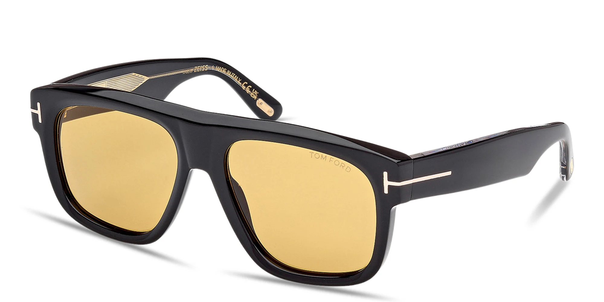 Shop TOM FORD Icon Pilot Sunglasses in Shiny Black online.