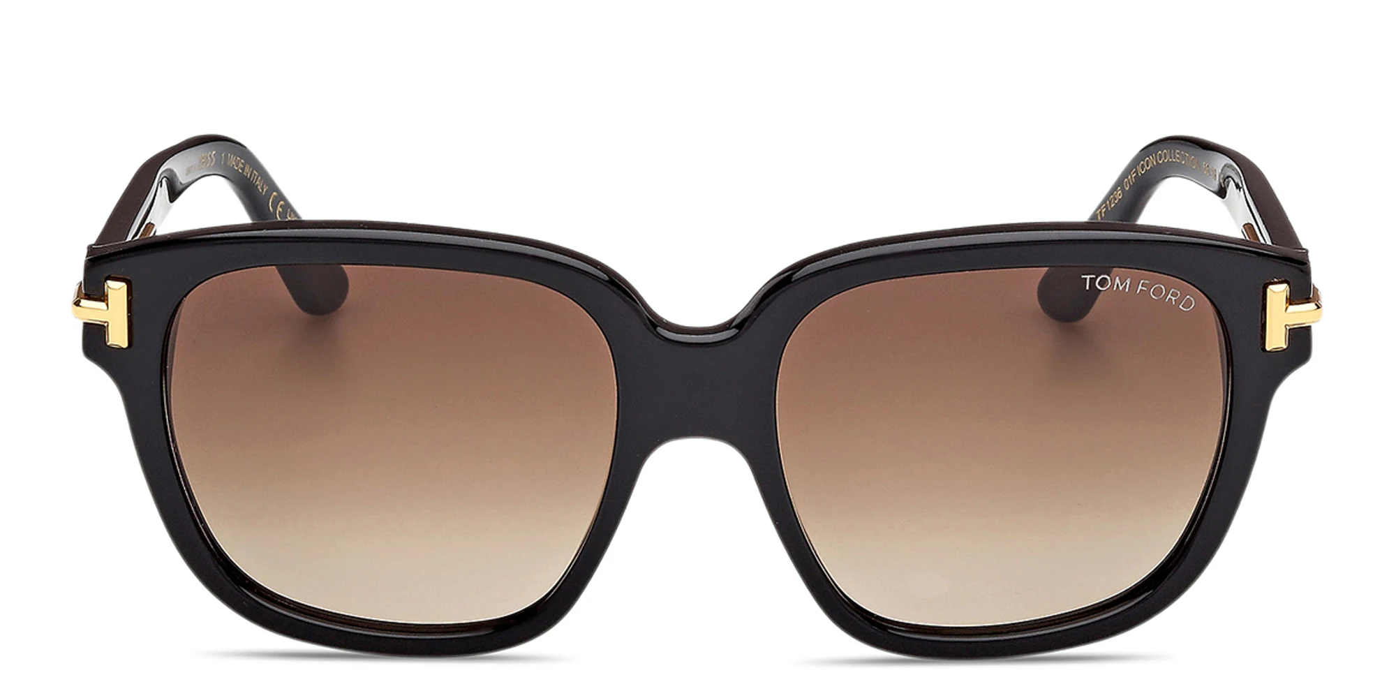 Shop TOM FORD Icon Square Sunglasses in Shiny Black online.