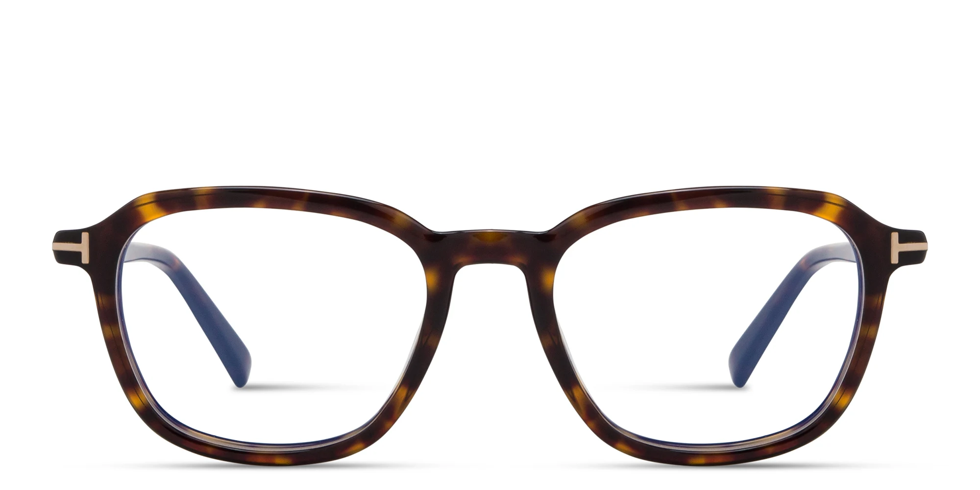 Shop TOM FORD T Logo Square Eyeglasses in Dark Havana online.