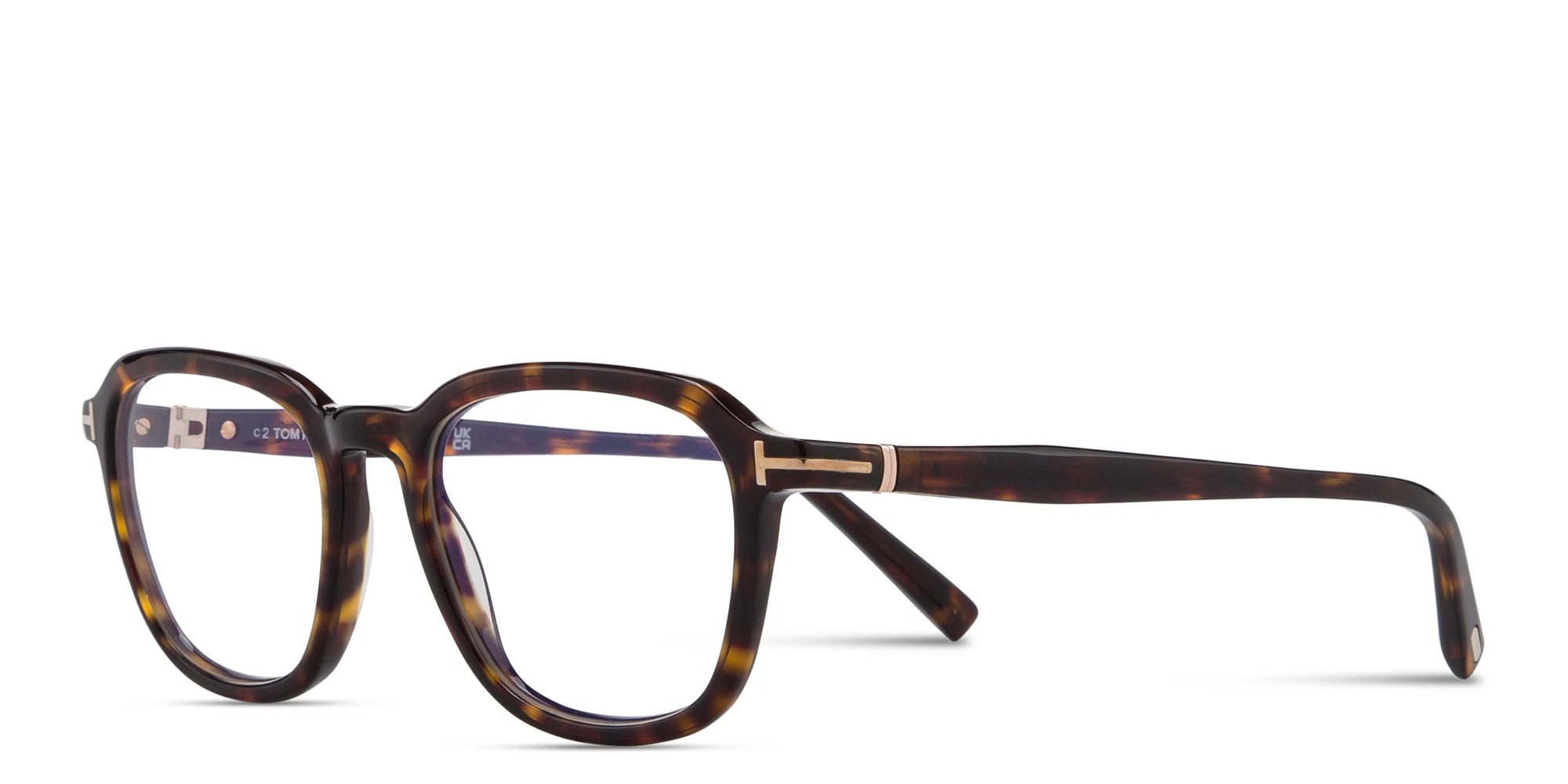 Shop TOM FORD T Logo Square Eyeglasses in Dark Havana online.