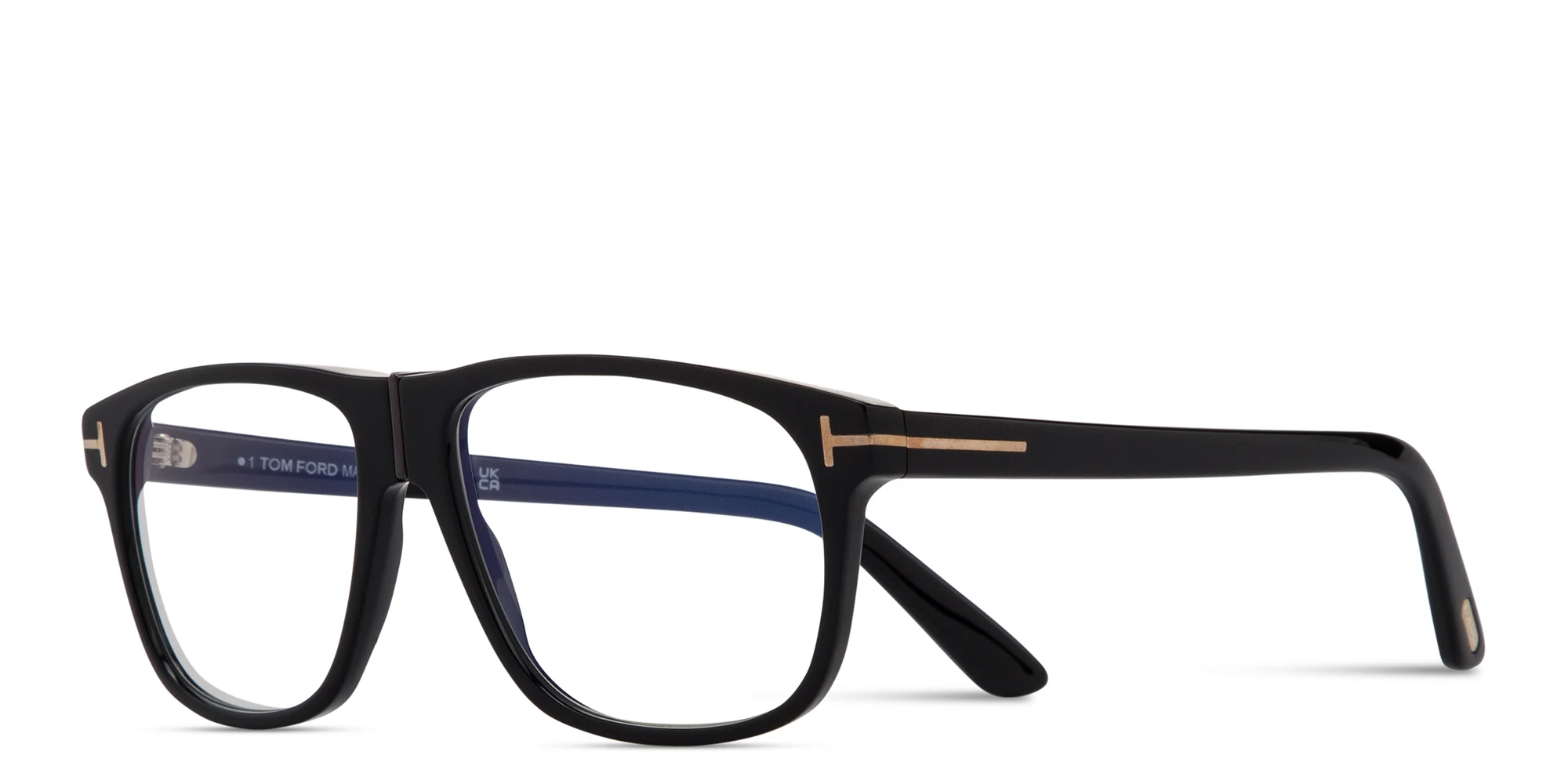 Shop TOM FORD T Motif Wide Pilot Eyeglasses in Shiny Black online.