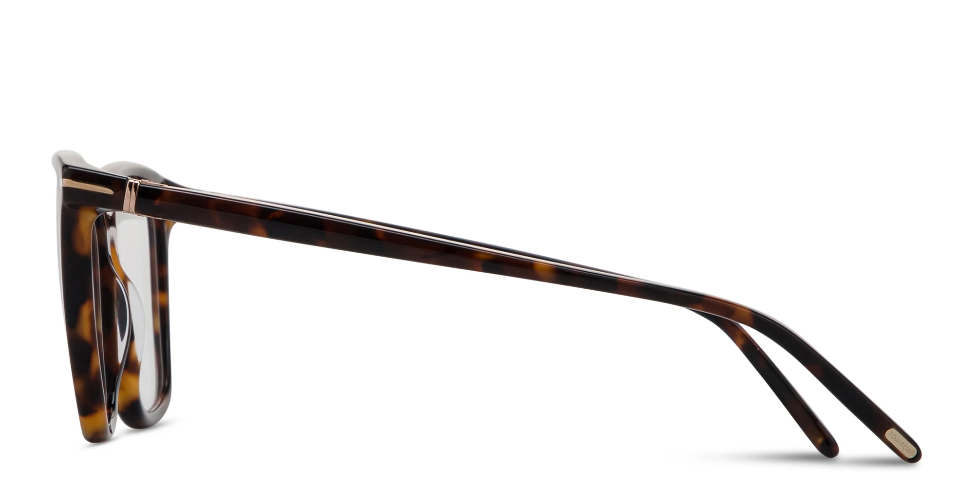 Shop TOM FORD T Logo Wide Square Eyeglasses in Dark Havana online.