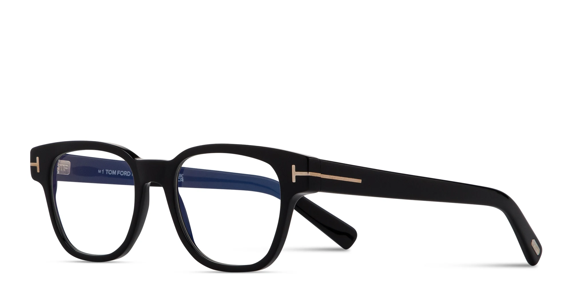 Shop TOM FORD T Logo Square Eyeglasses in Shiny Black online.