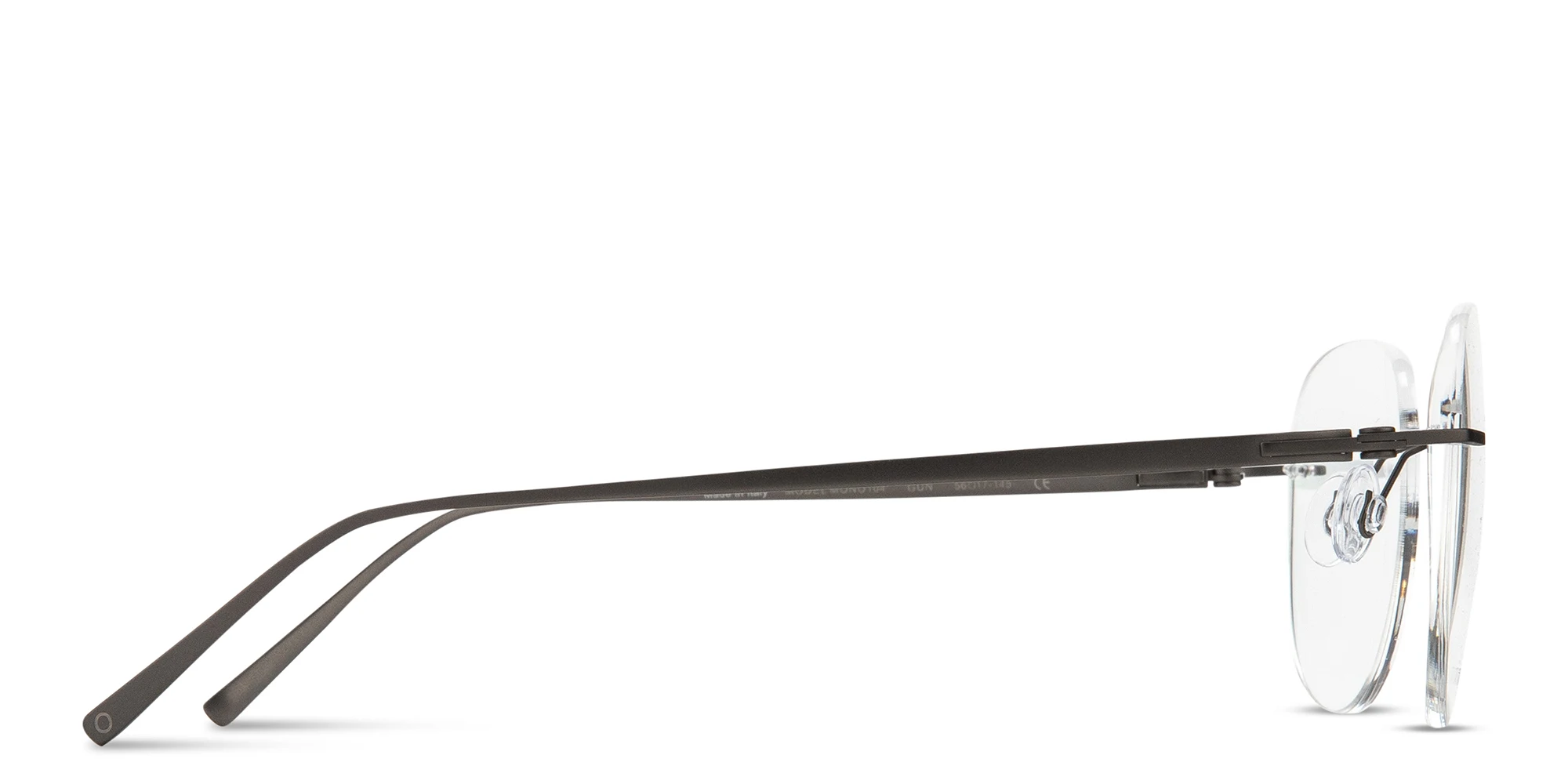 Shop MONOSTROM Rimless Wide Aviator Eyeglasses in Gunmetal online.