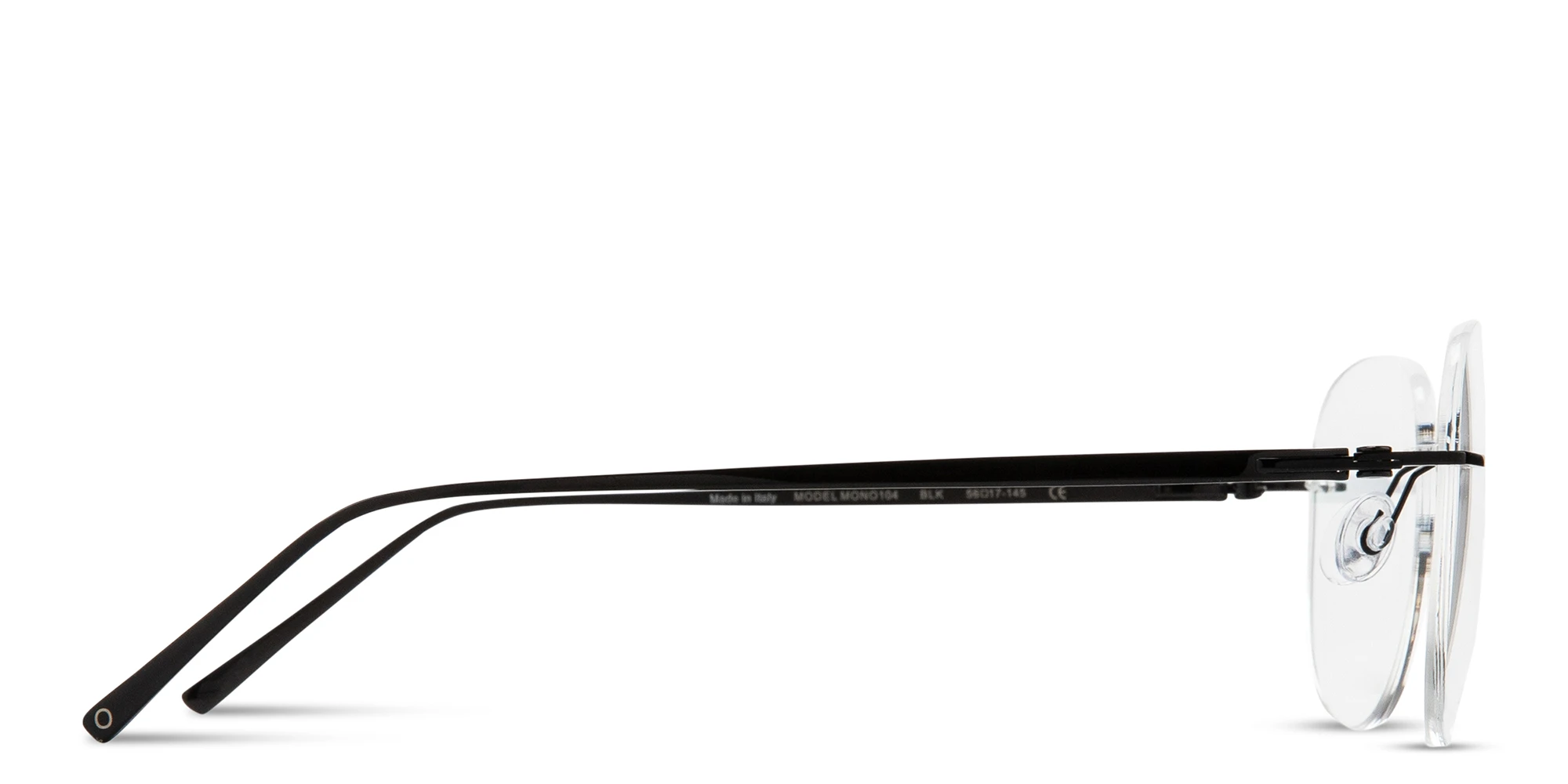 Shop MONOSTROM Rimless Wide Aviator Eyeglasses in Black online.