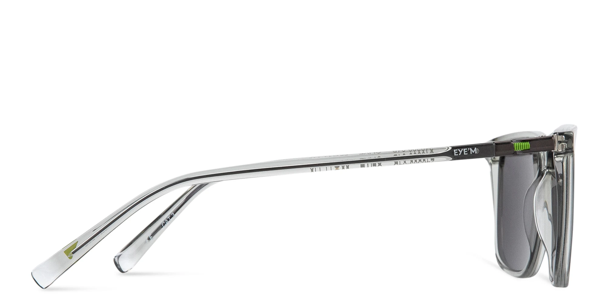 Shop EYE'M Rectangle Sunglasses in Grey Transparent online.