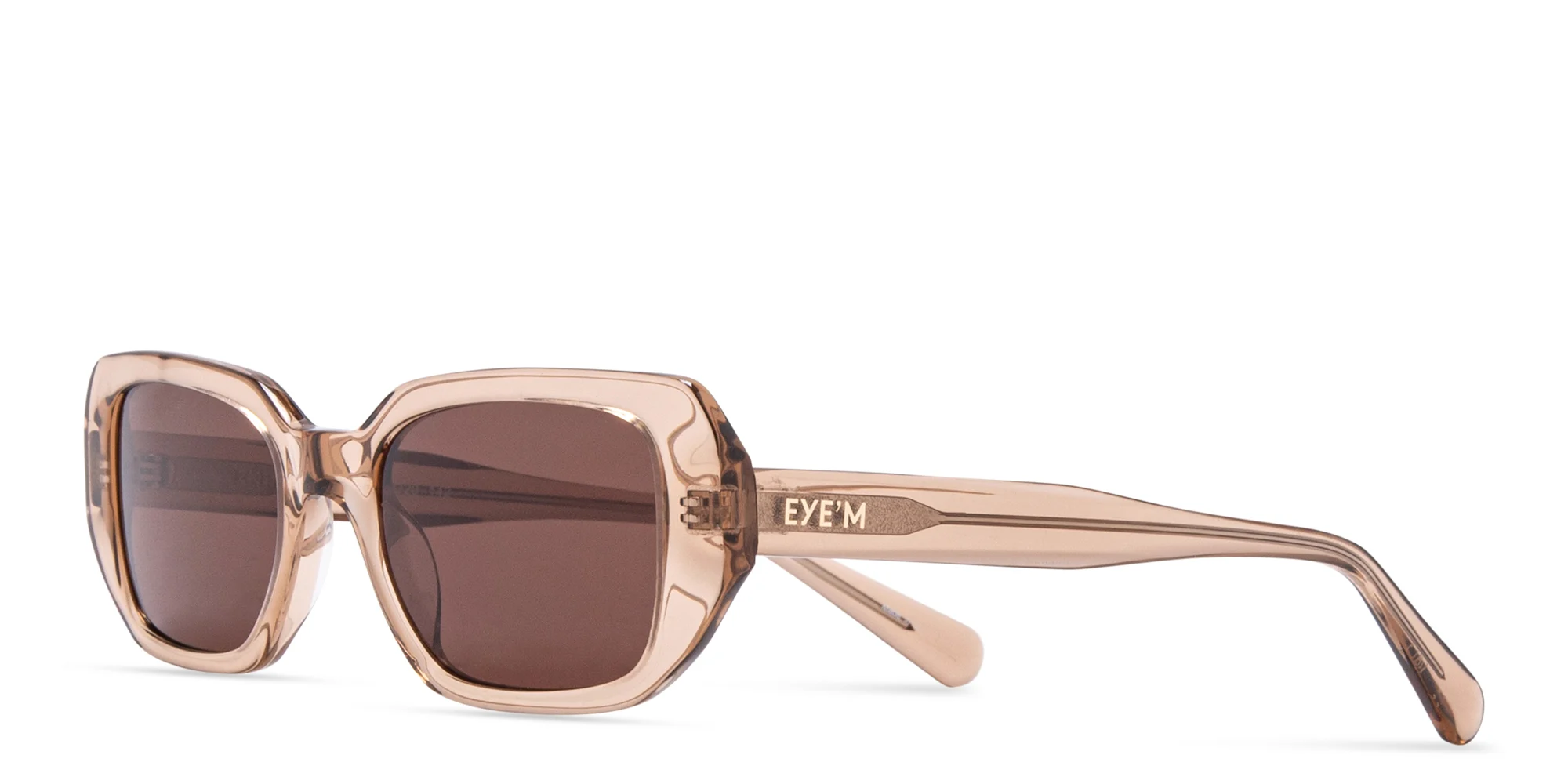 Shop EYE'M Rectangle Sunglasses in Transparent Beige online.