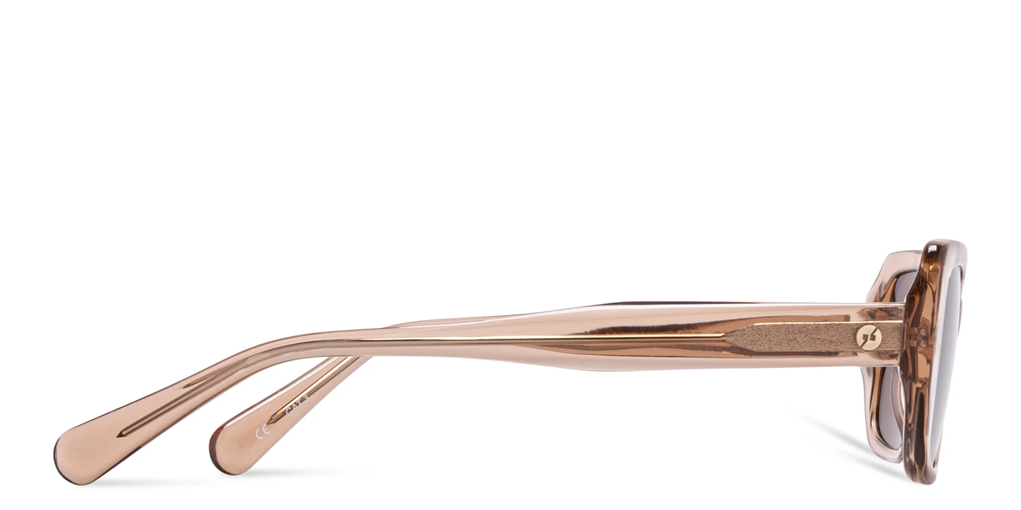Shop EYE'M Rectangle Sunglasses in Transparent Beige online.