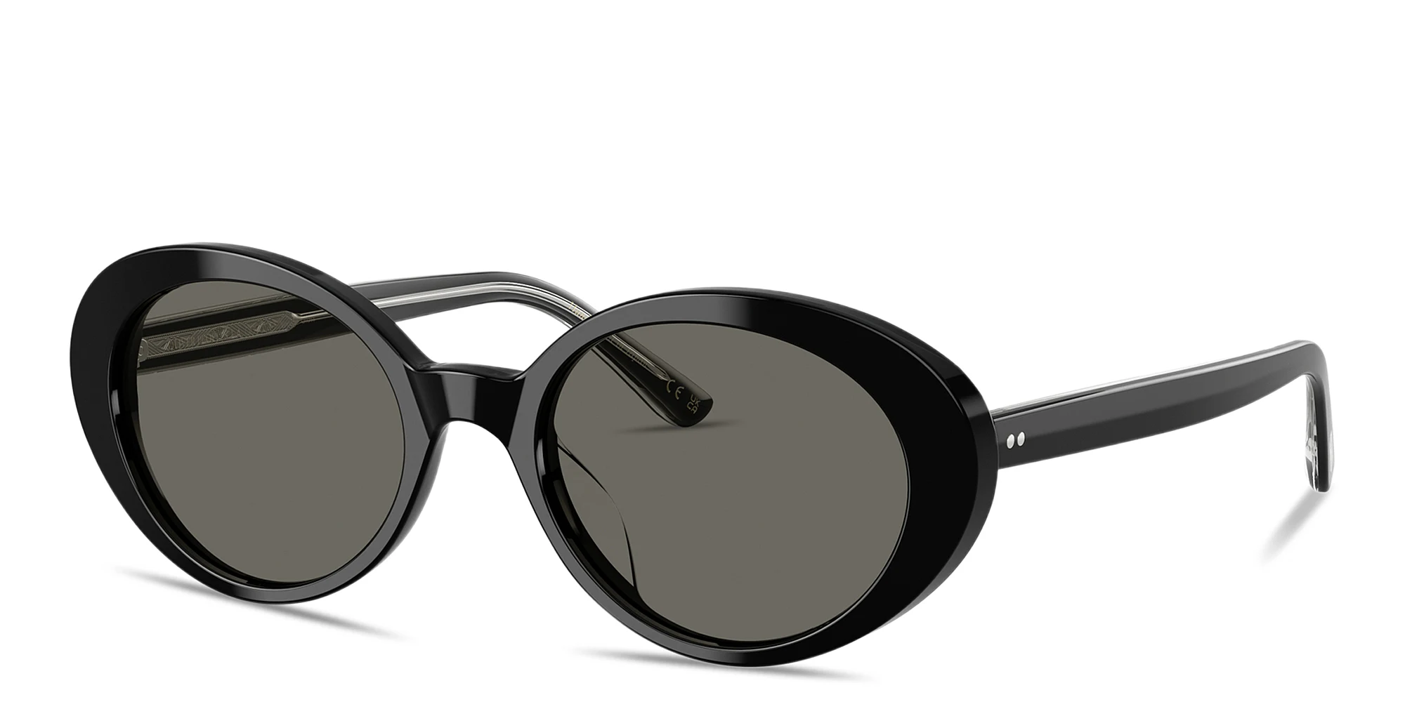 Shop OLIVER PEOPLES Lumar Oval Sunglasses in Black online.