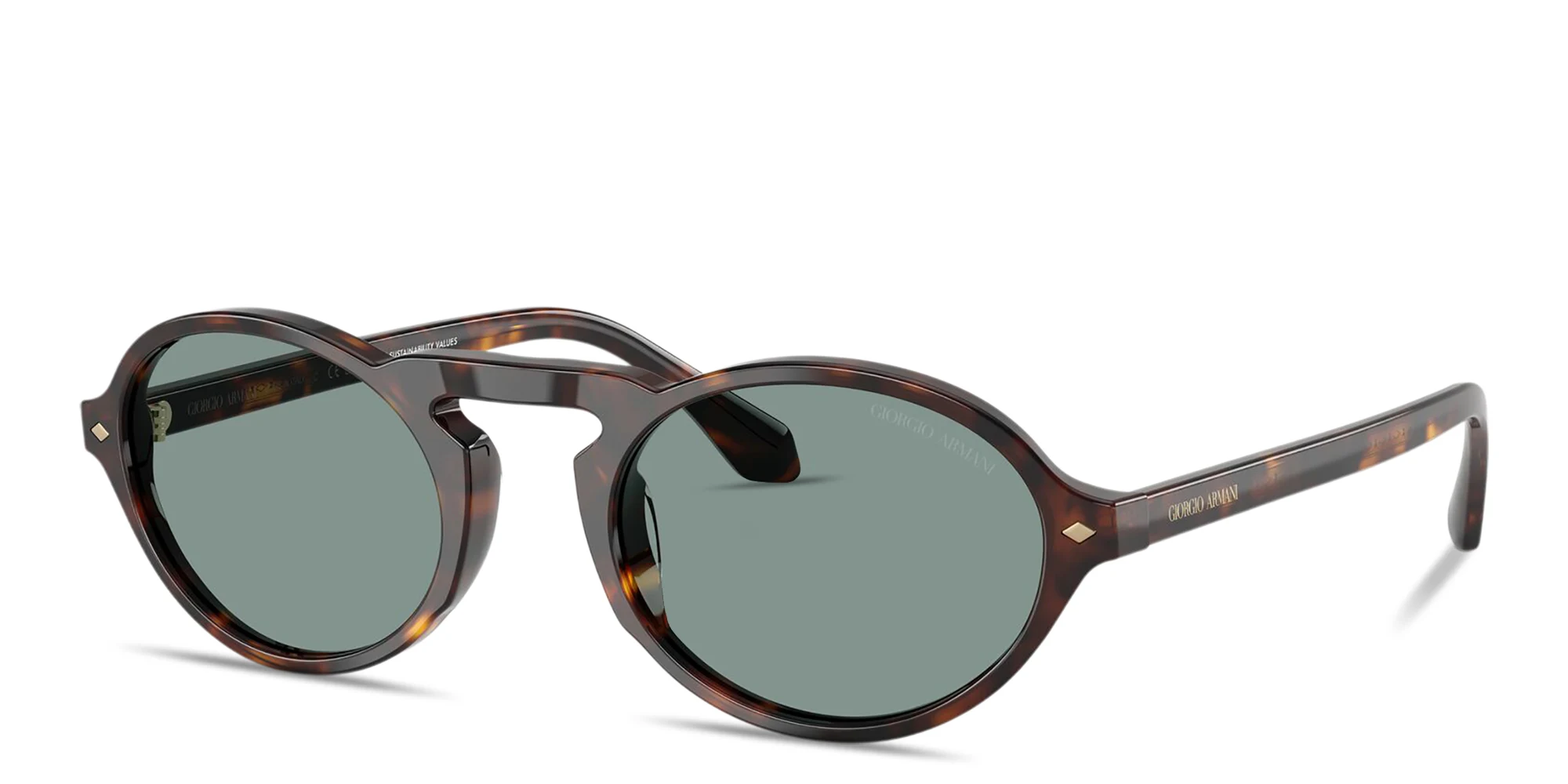 Shop GIORGIO ARMANI Logo Print Oval Sunglasses in Havana online.