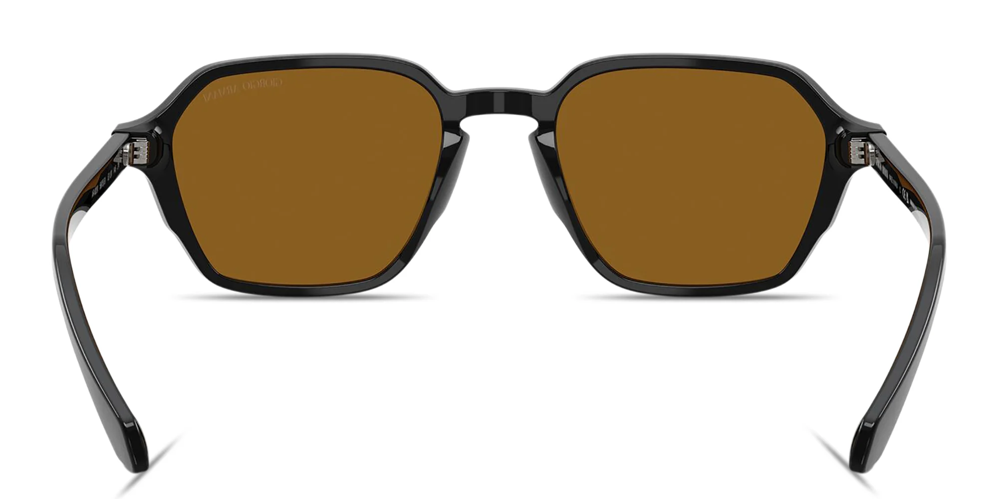 Shop GIORGIO ARMANI Logo Print Square Sunglasses in Black online.