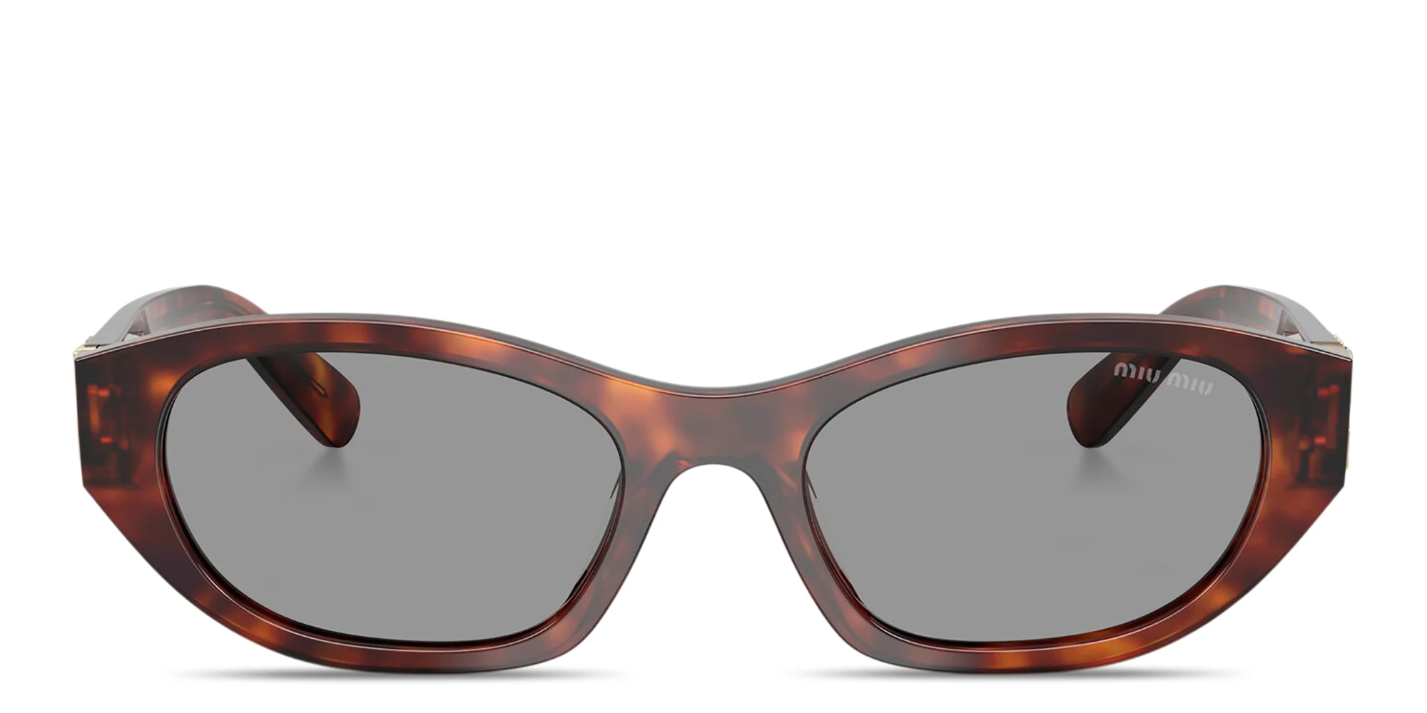 Shop MIU MIU Vertical Logo Irregular Sunglasses in Havana online.