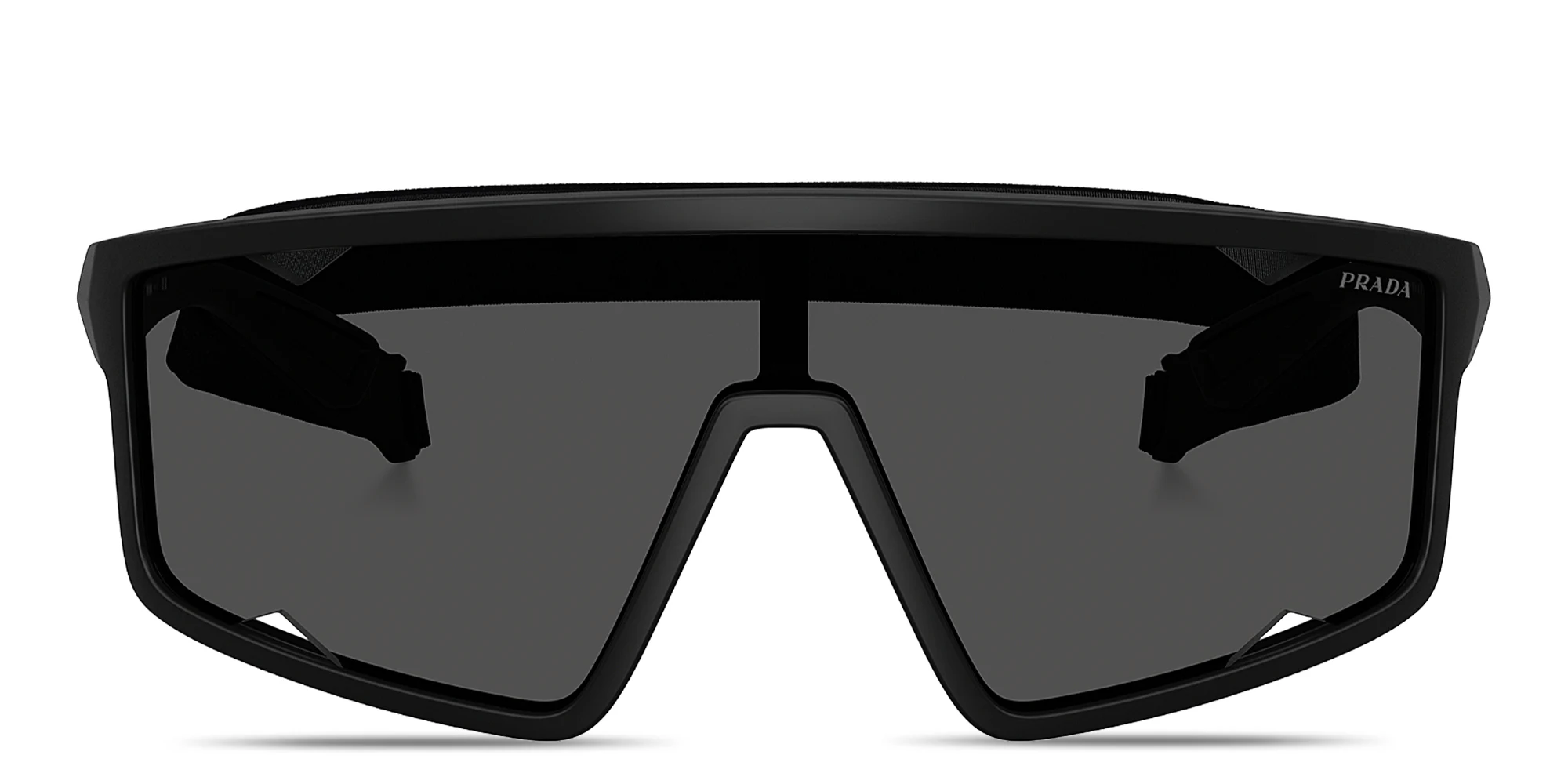 Shop Prada Linea Rossa Logo Signature Rectangle Sunglasses in Matte Black online.