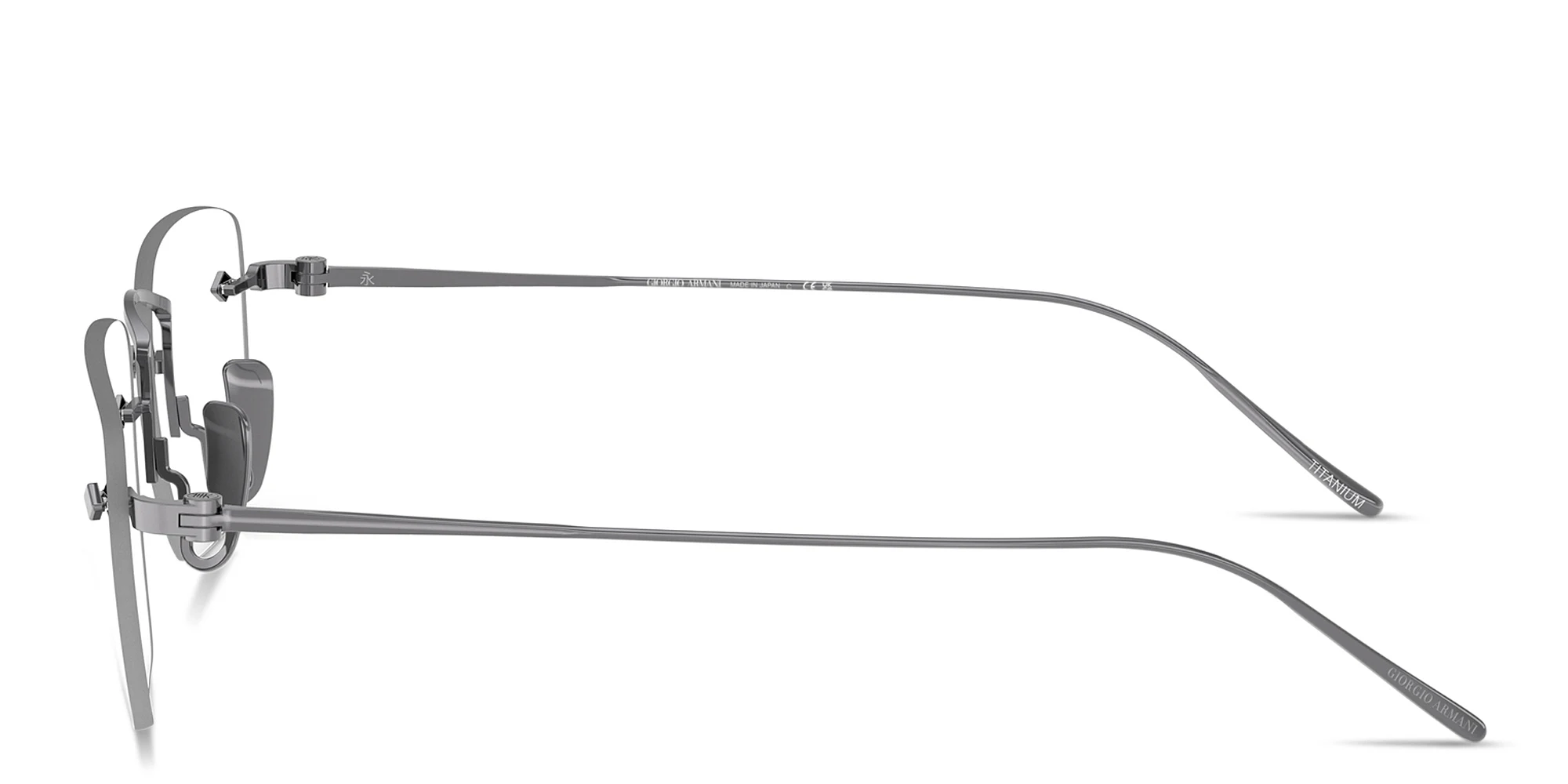 Shop GIORGIO ARMANI Armani Code Rimless Pillow Eyeglasses in Gunmetal online.