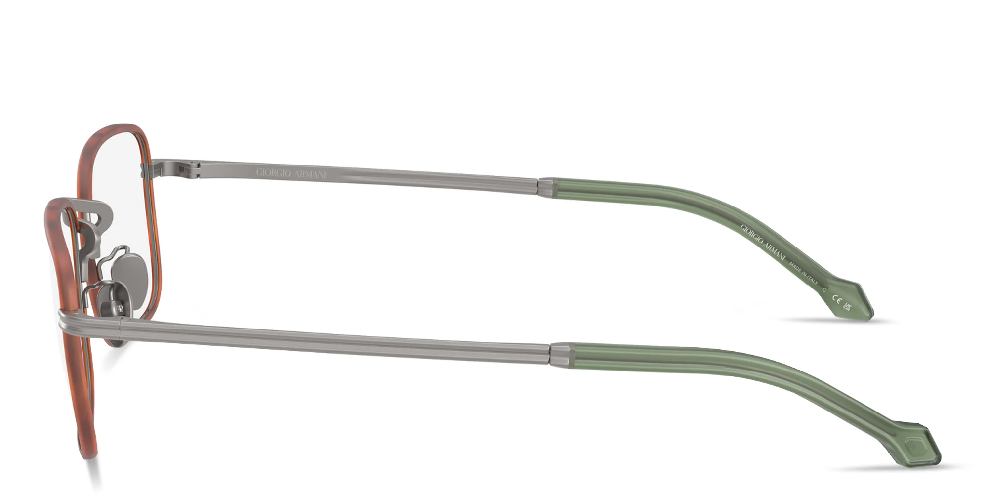Shop GIORGIO ARMANI Logo-Engraved Rectangle Eyeglasses in Matte Gunmetal online.