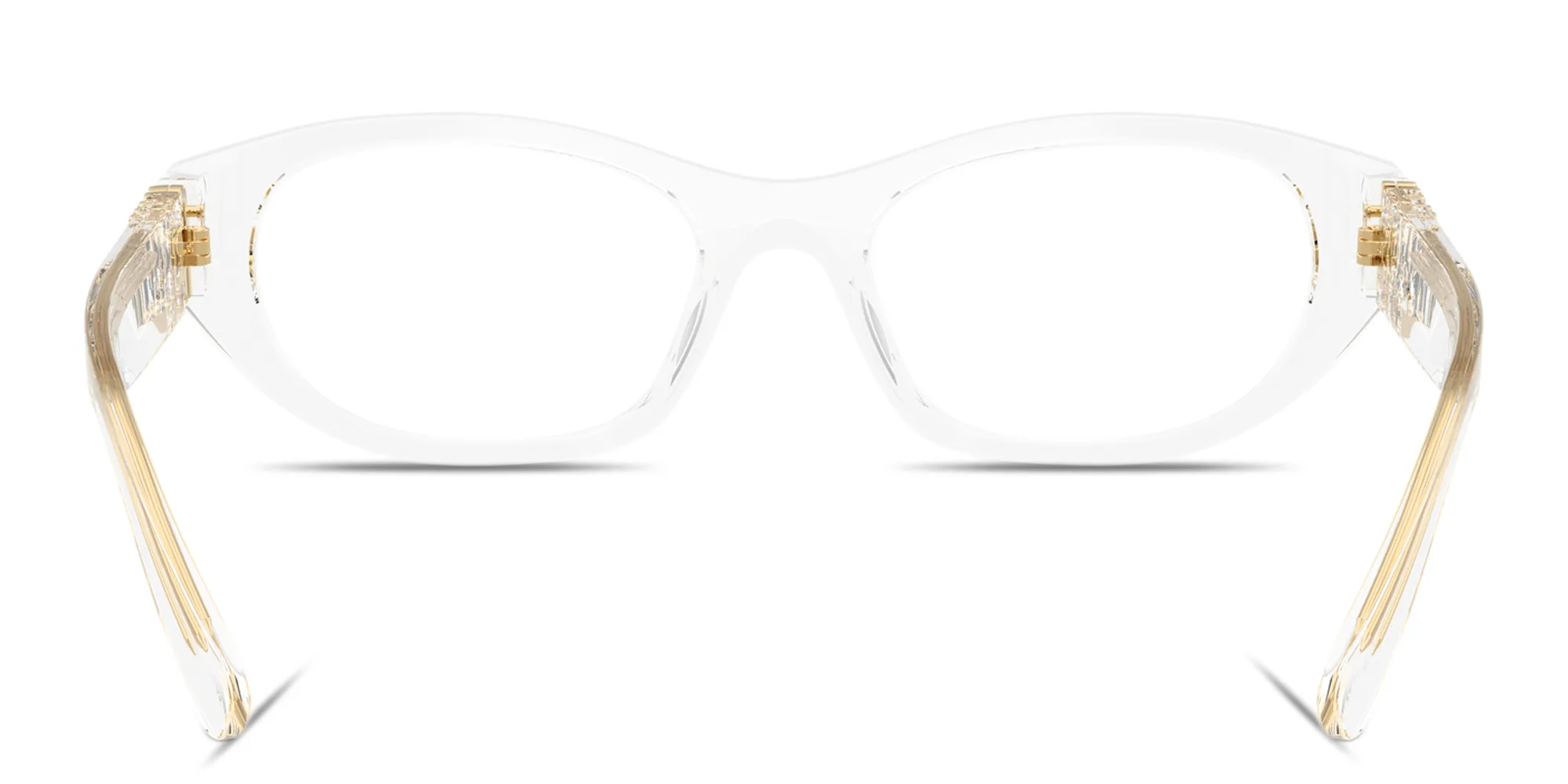 Shop MIU MIU Vertical Logo Irregular Eyeglasses in Trasparent online.