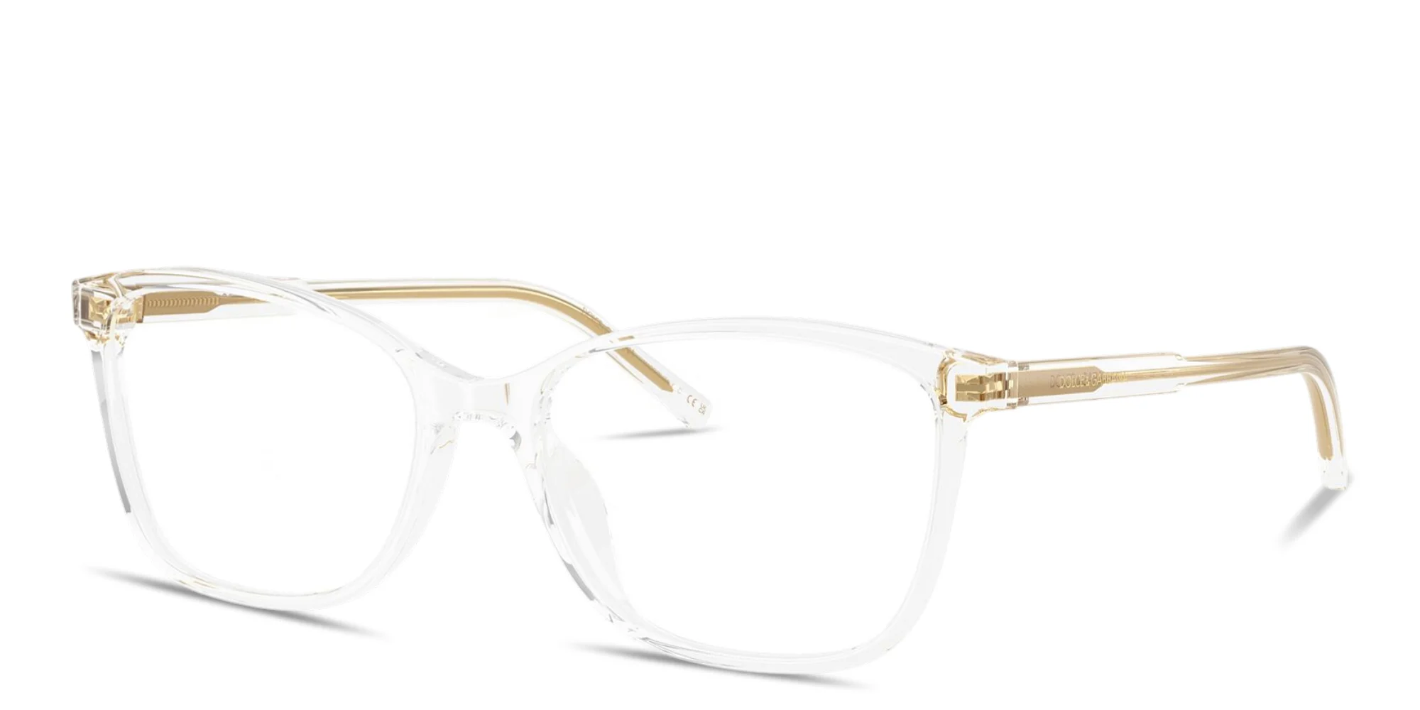 Shop Dolce & Gabbana Logo Print Rectangle Eyeglasses in Crystal online.