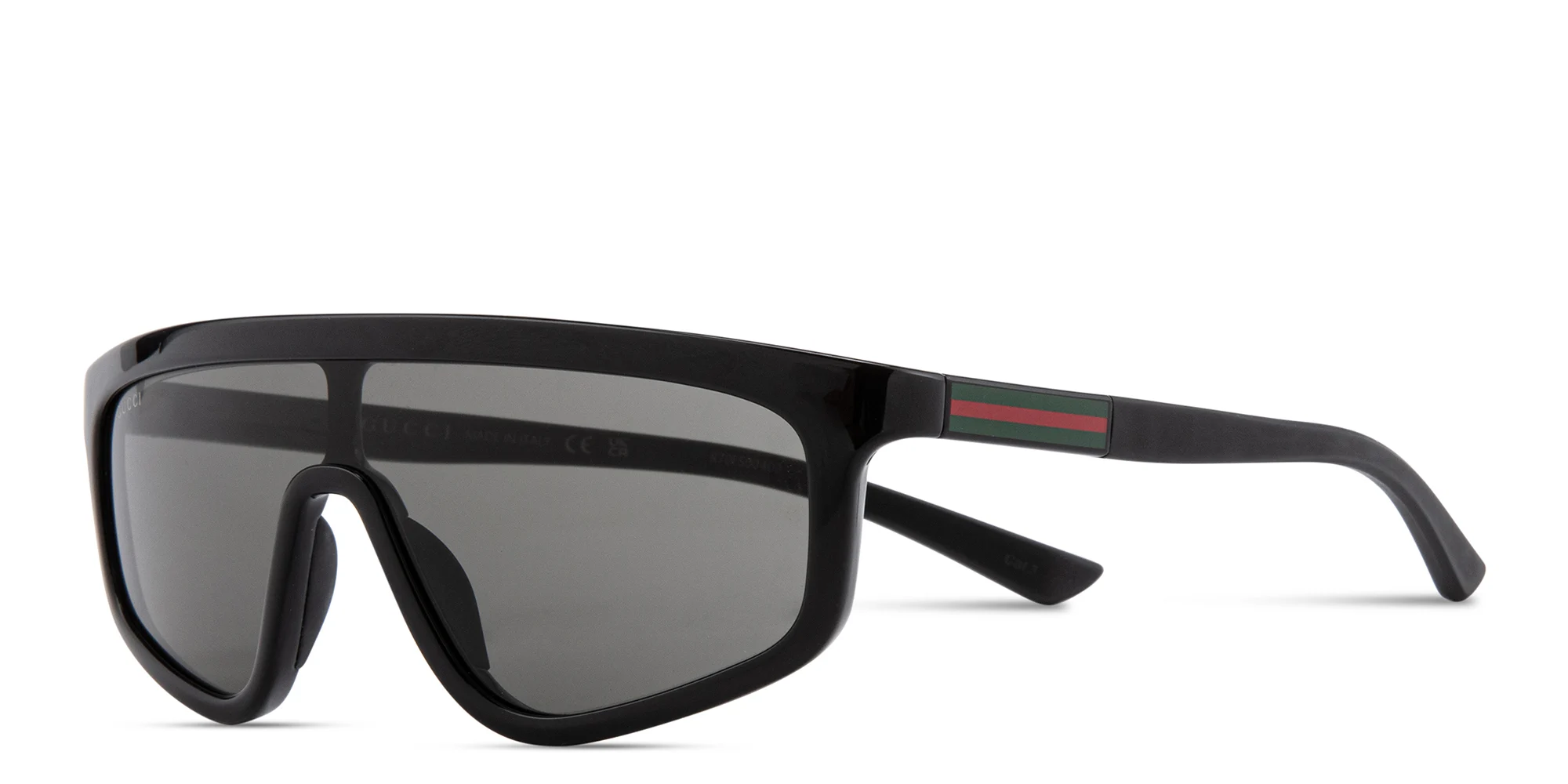 Shop GUCCI Web Unisex Wide Mask Sunglasses in Black online.