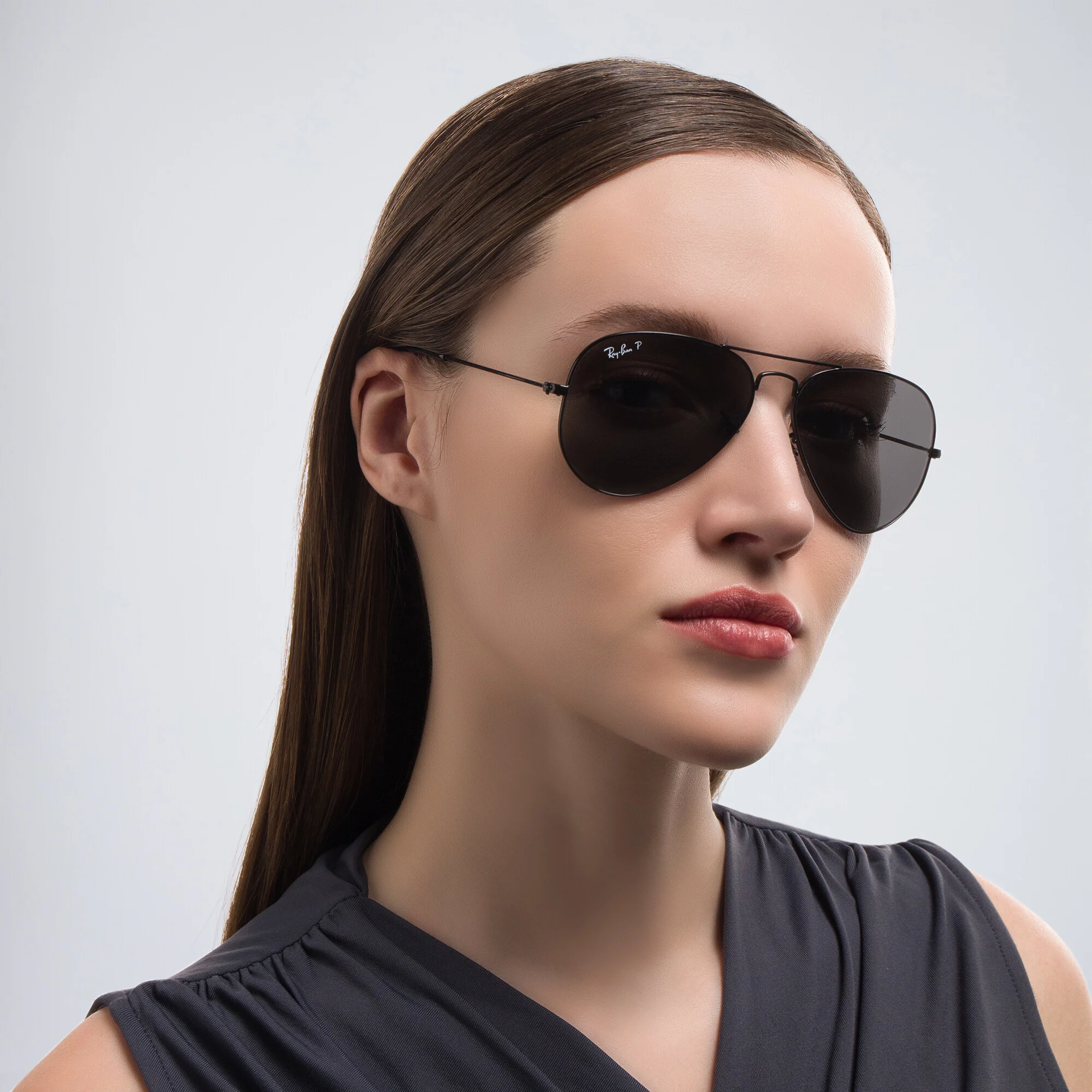 Shop Ray-Ban Unisex Pilot Sunglasses in Metal in Black online.