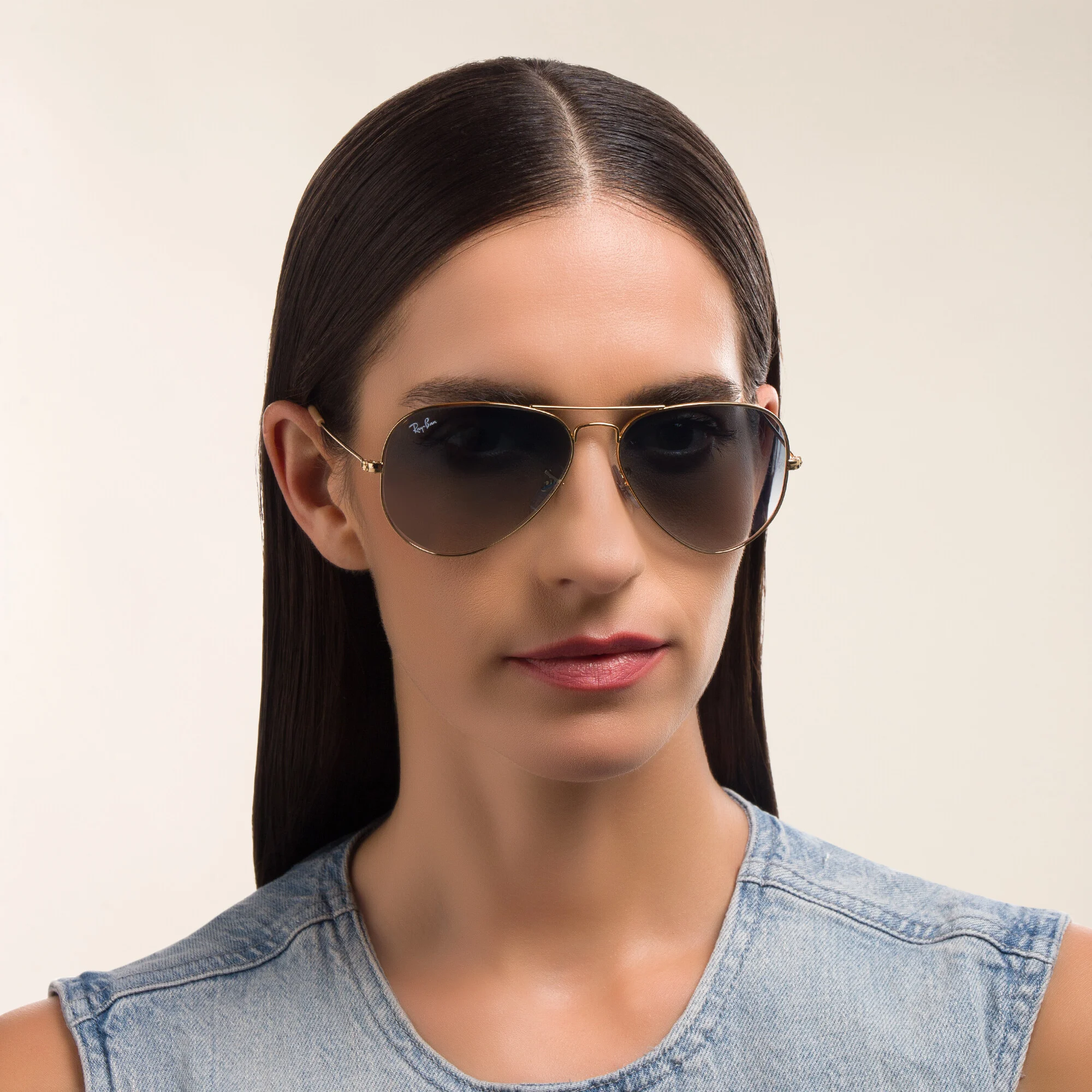 Shop Ray-Ban Unisex Pilot Sunglasses in Metal in Gold online.