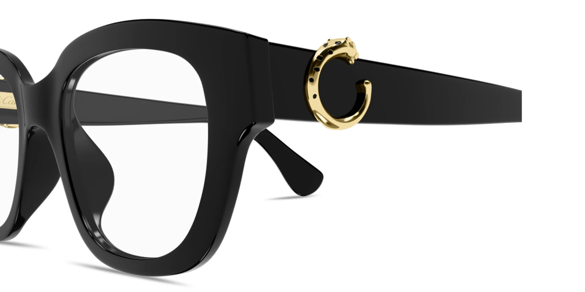 Shop Cartier Panthère de Cartier Square Eyeglasses in Black online.
