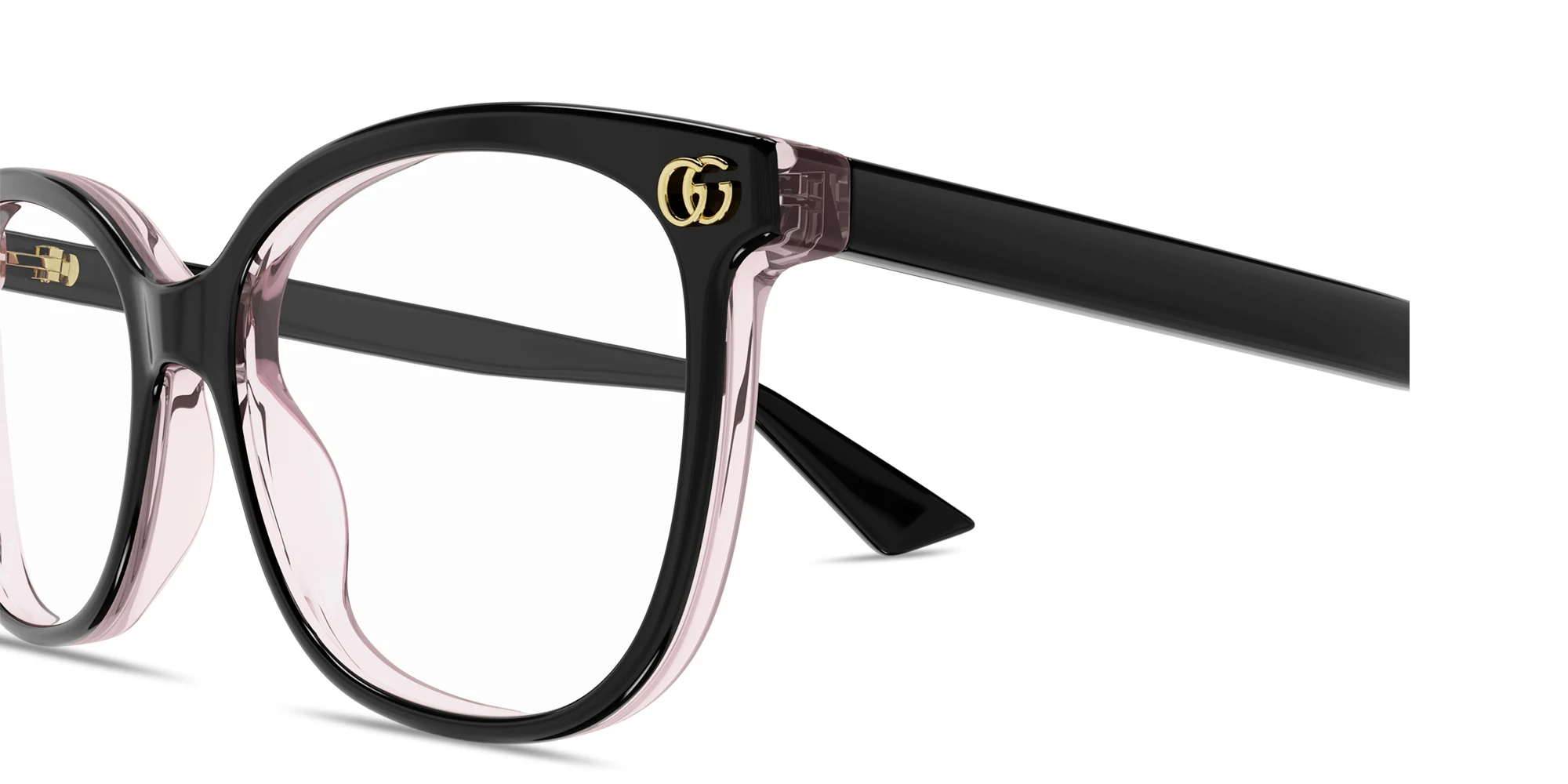 Shop GUCCI GG Logo Square Eyeglasses in Black online.