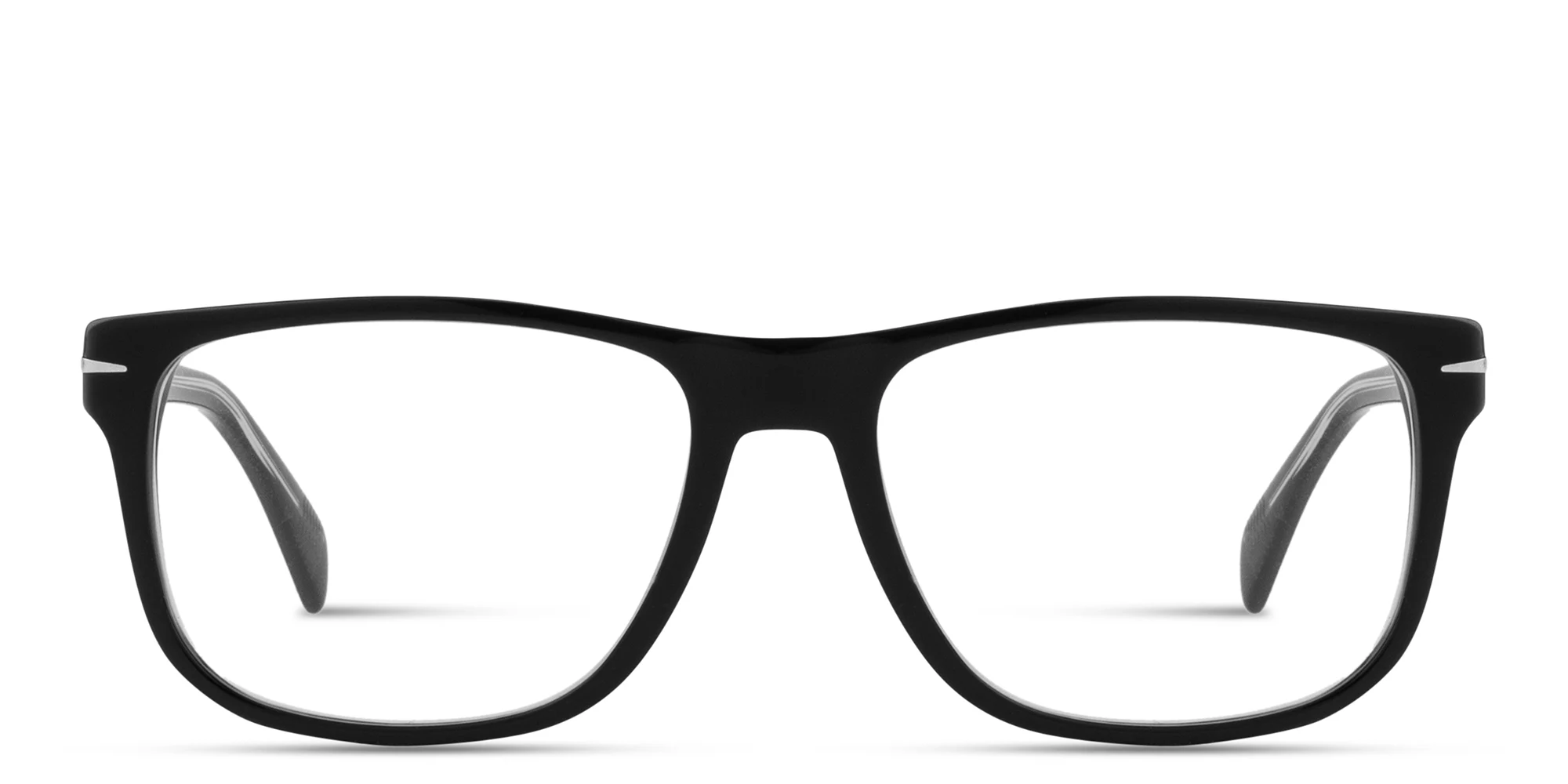 Shop DAVID BECKHAM Clip-On Wide Rectangle Eyeglasses in Black online.
