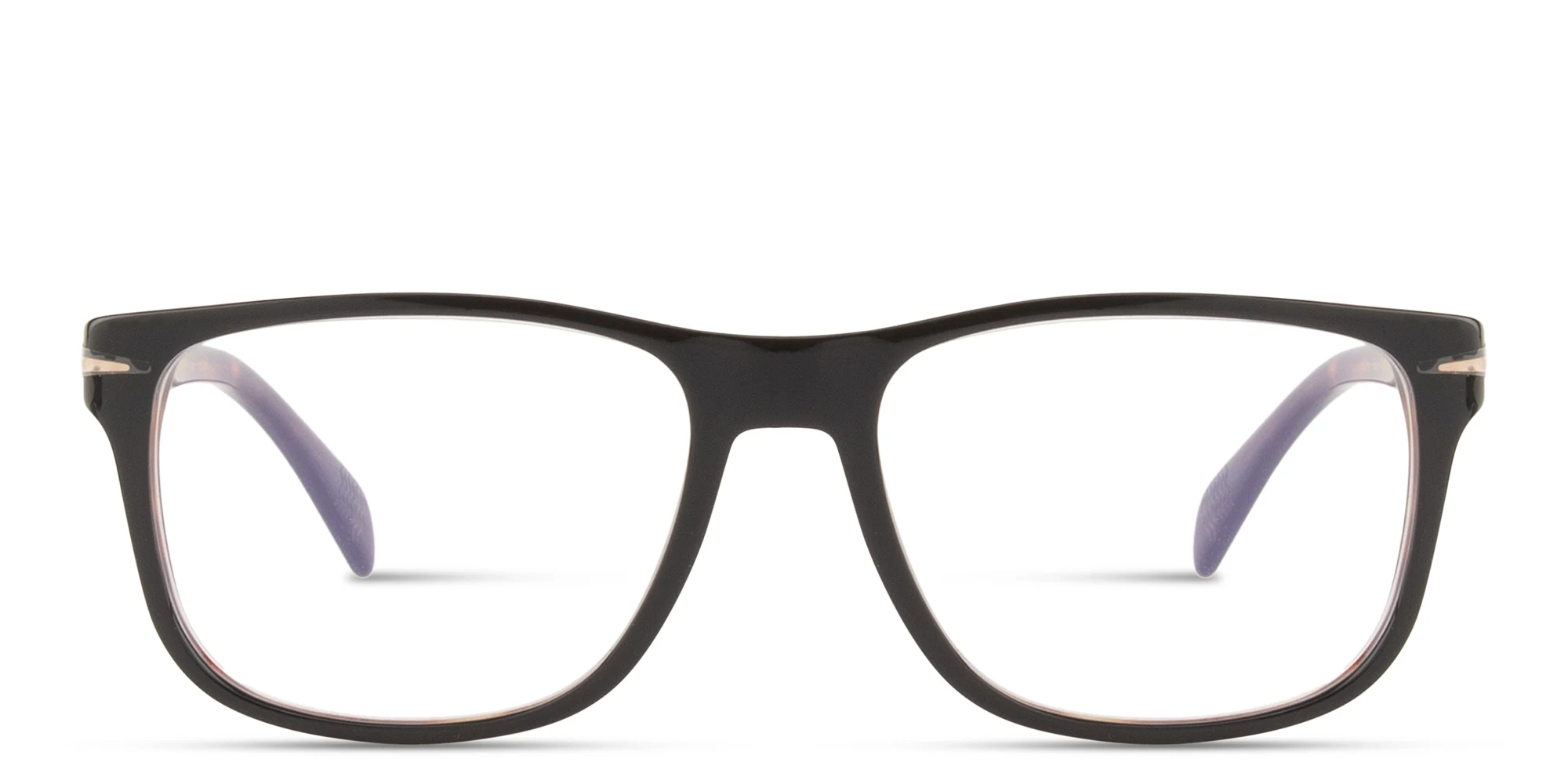 Shop DAVID BECKHAM Clip-On Wide Rectangle Eyeglasses in Black Havana online.