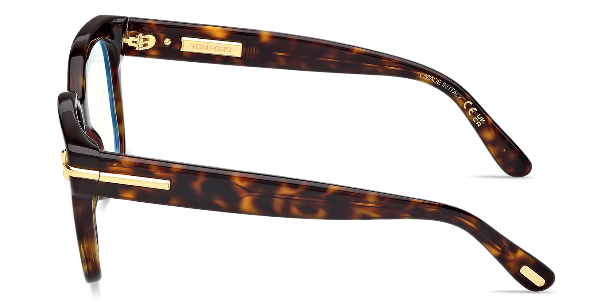 Shop TOM FORD T Logo Square Eyeglasses in Dark Havana online.