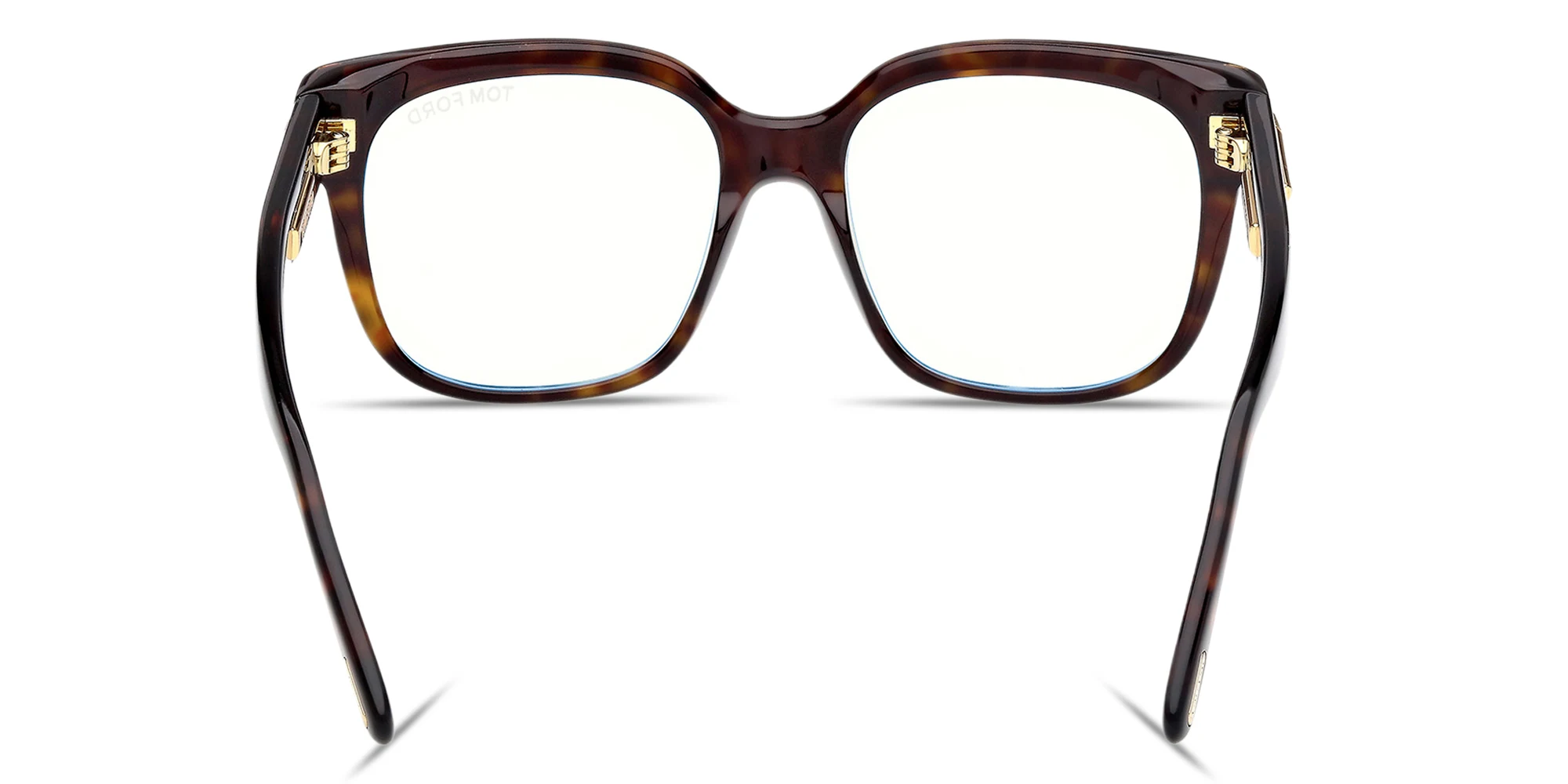 Shop TOM FORD T Logo Square Eyeglasses in Dark Havana online.